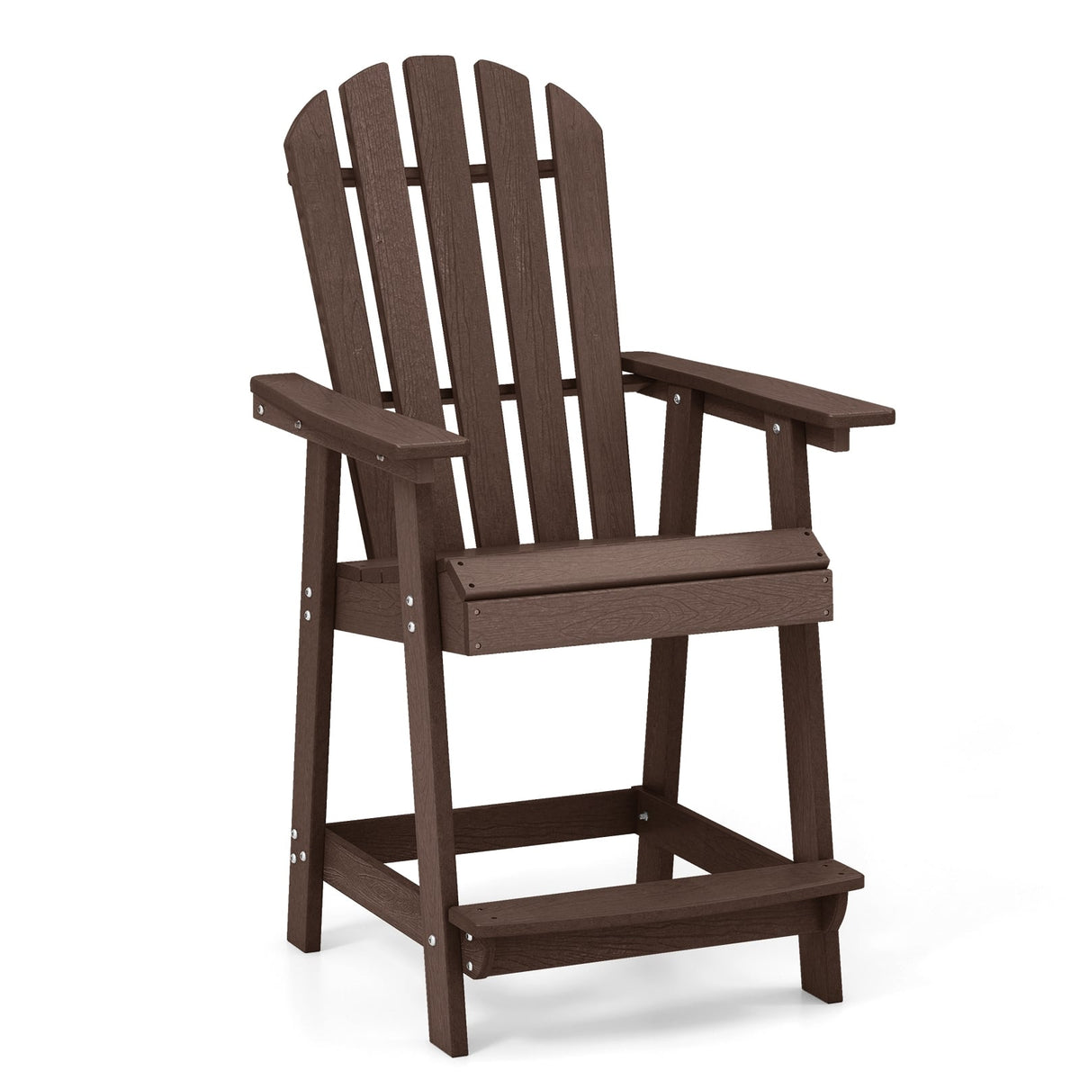 HDPE Patio Chair with Armrest and Footrest for Indoor Outdoor-Brown-Adirondack Chairs-DECOROLALA