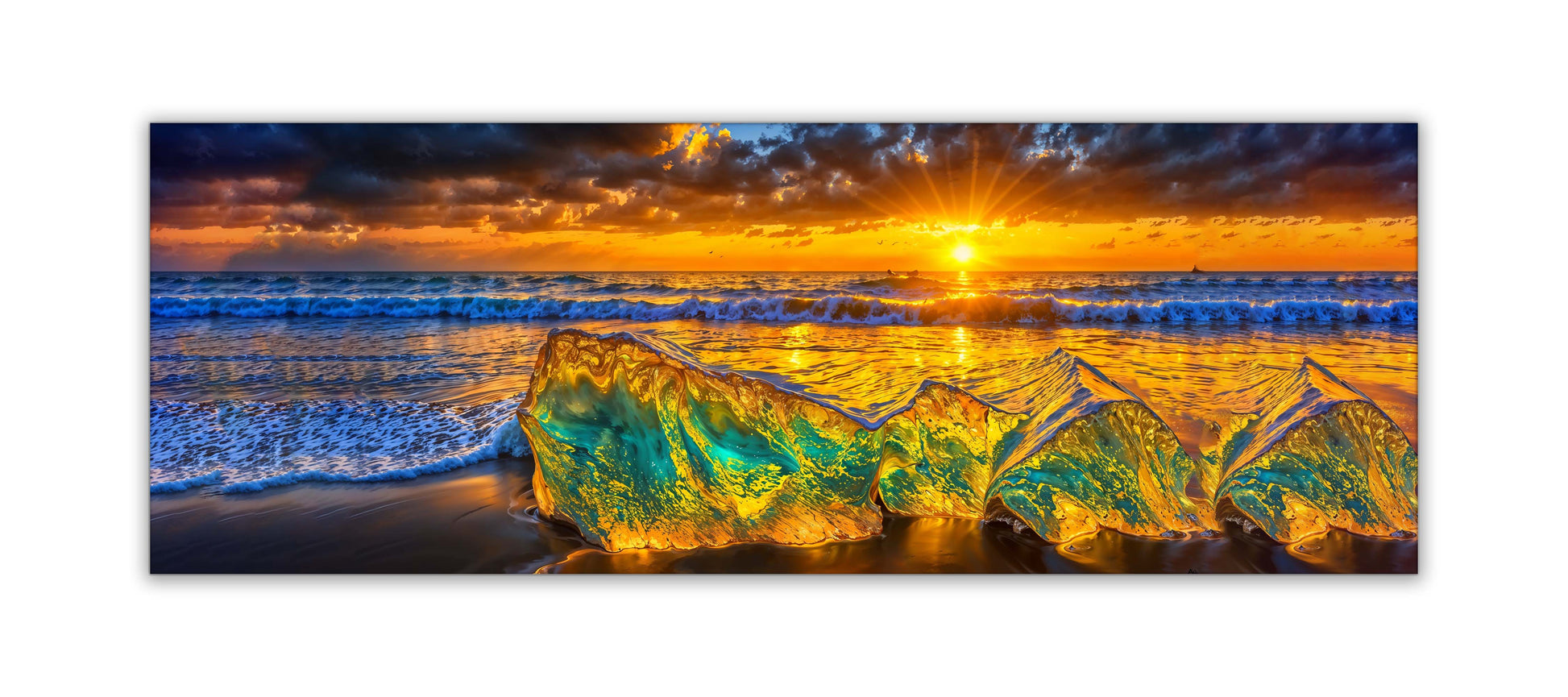 HDR Beach Rocks Canvas Print 72x24-Wall Art-DECOROLALA