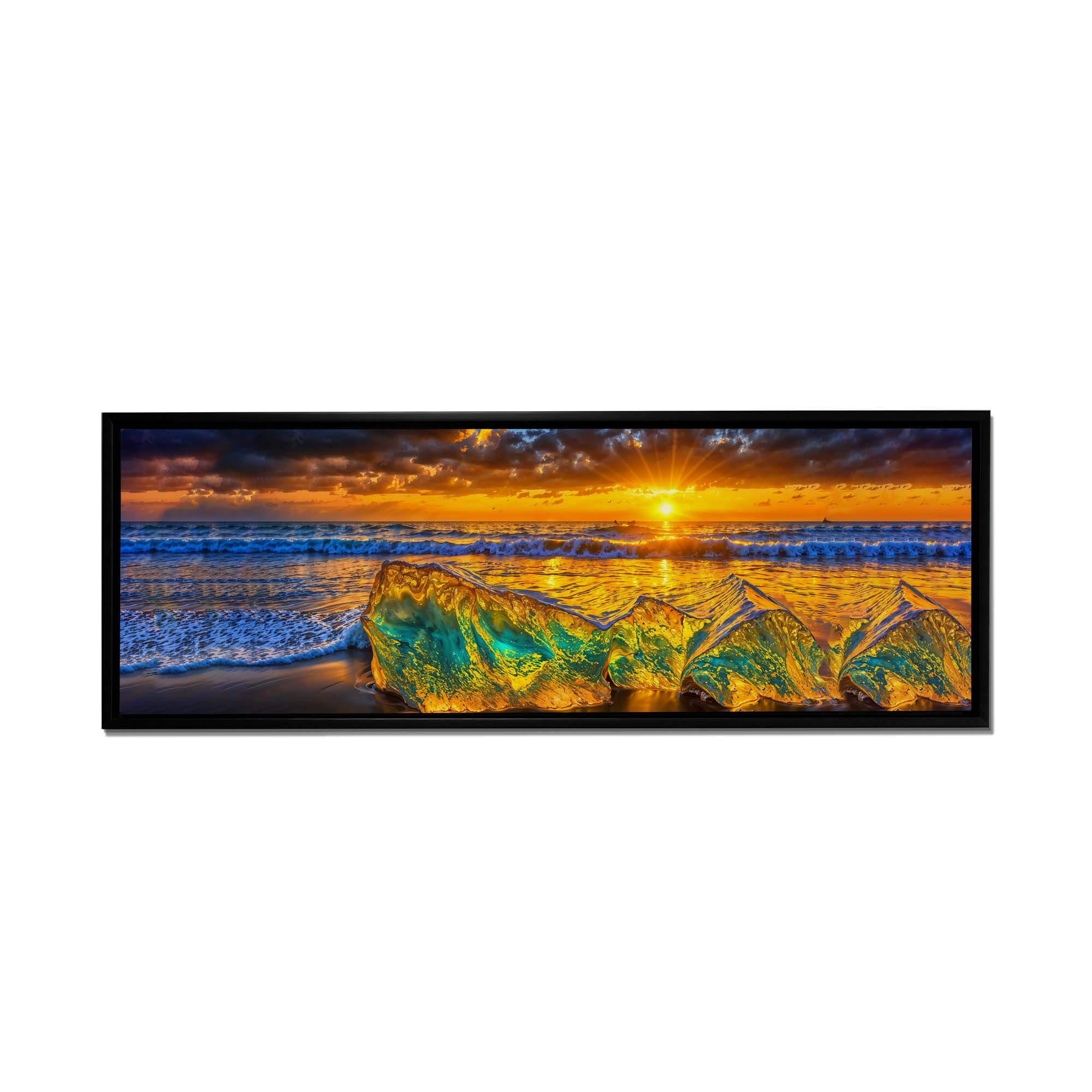 HDR Beach Rocks Canvas Print 72x24-Wall Art-DECOROLALA