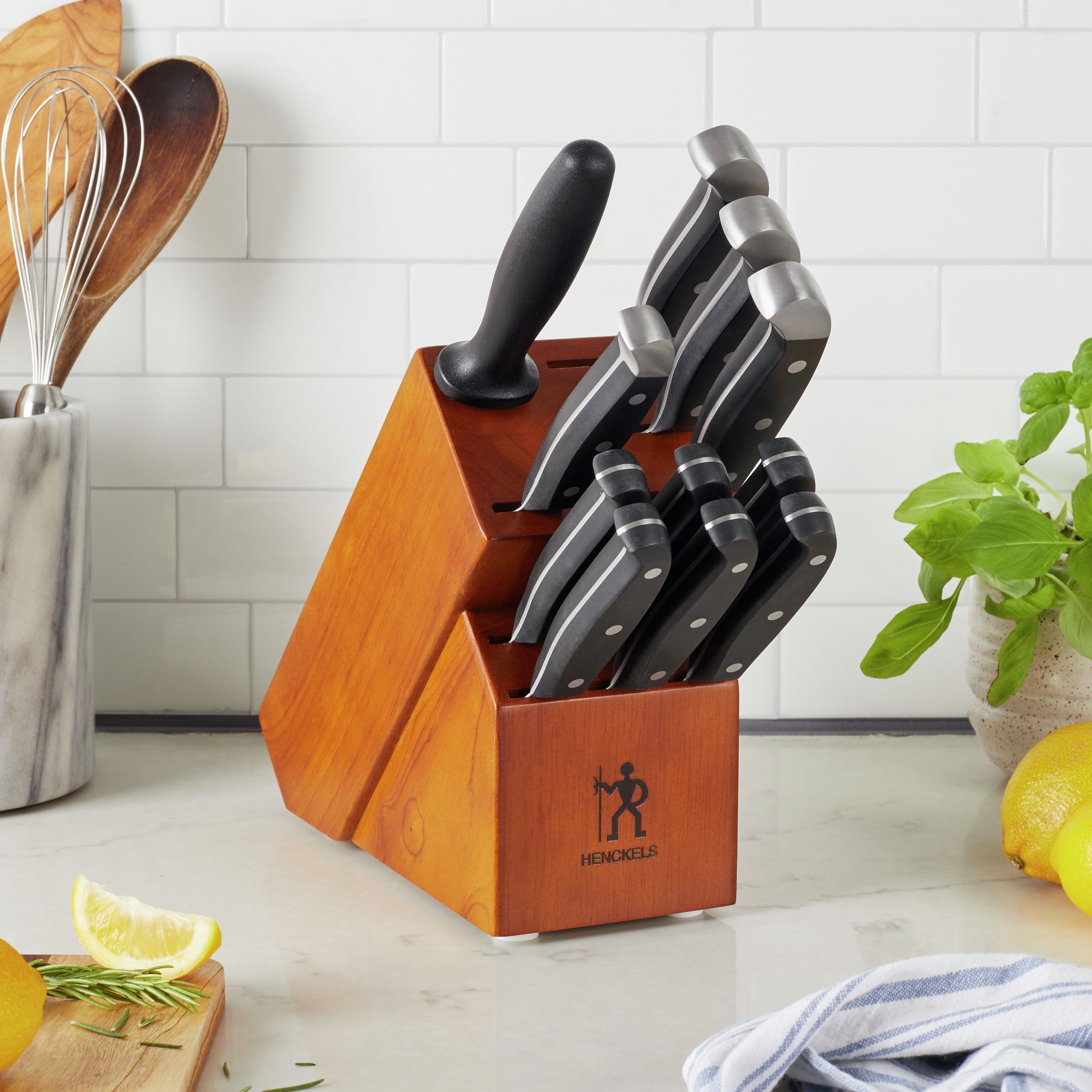 HENCKELS 12-Piece Knife Block Set - Brown-Knife Block-DECOROLALA