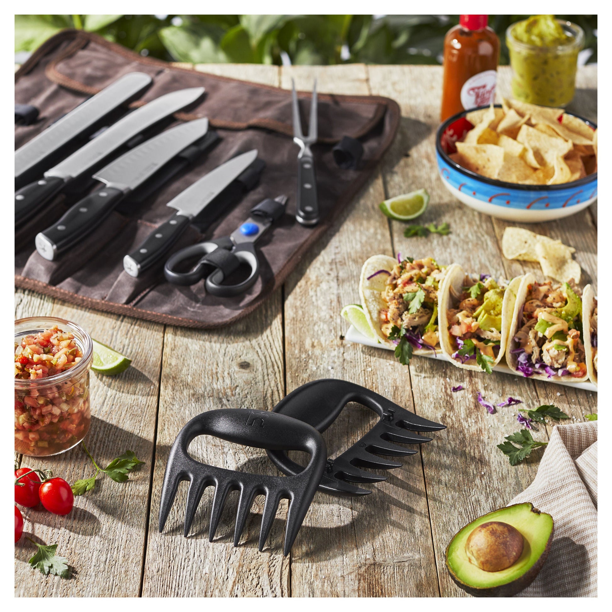 HENCKELS 9-Piece Forged Knife Roll Set BBQ-Knife Set-DECOROLALA