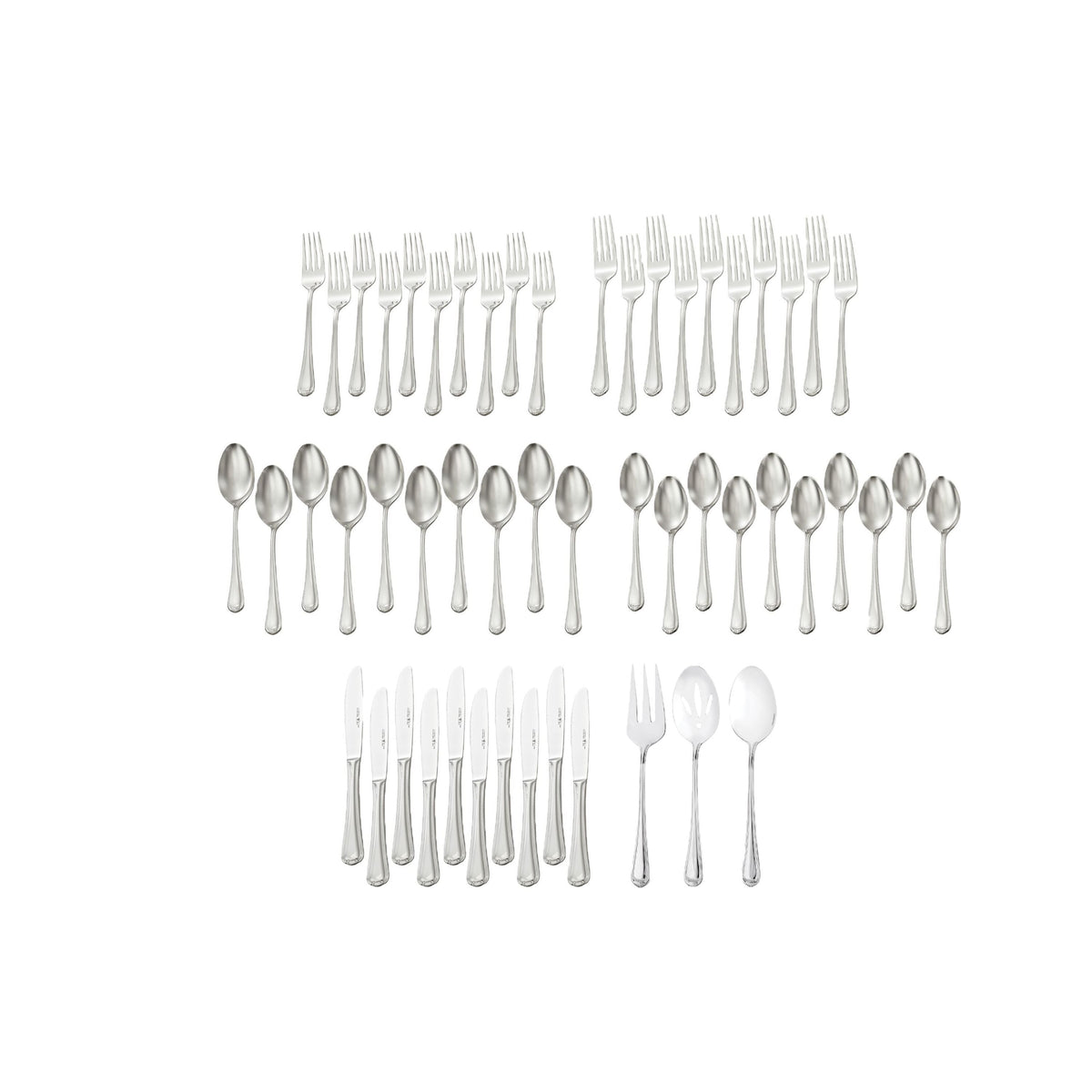HENCKELS Alcea 53 Piece Flatware Set Polished-Flatware Sets-DECOROLALA