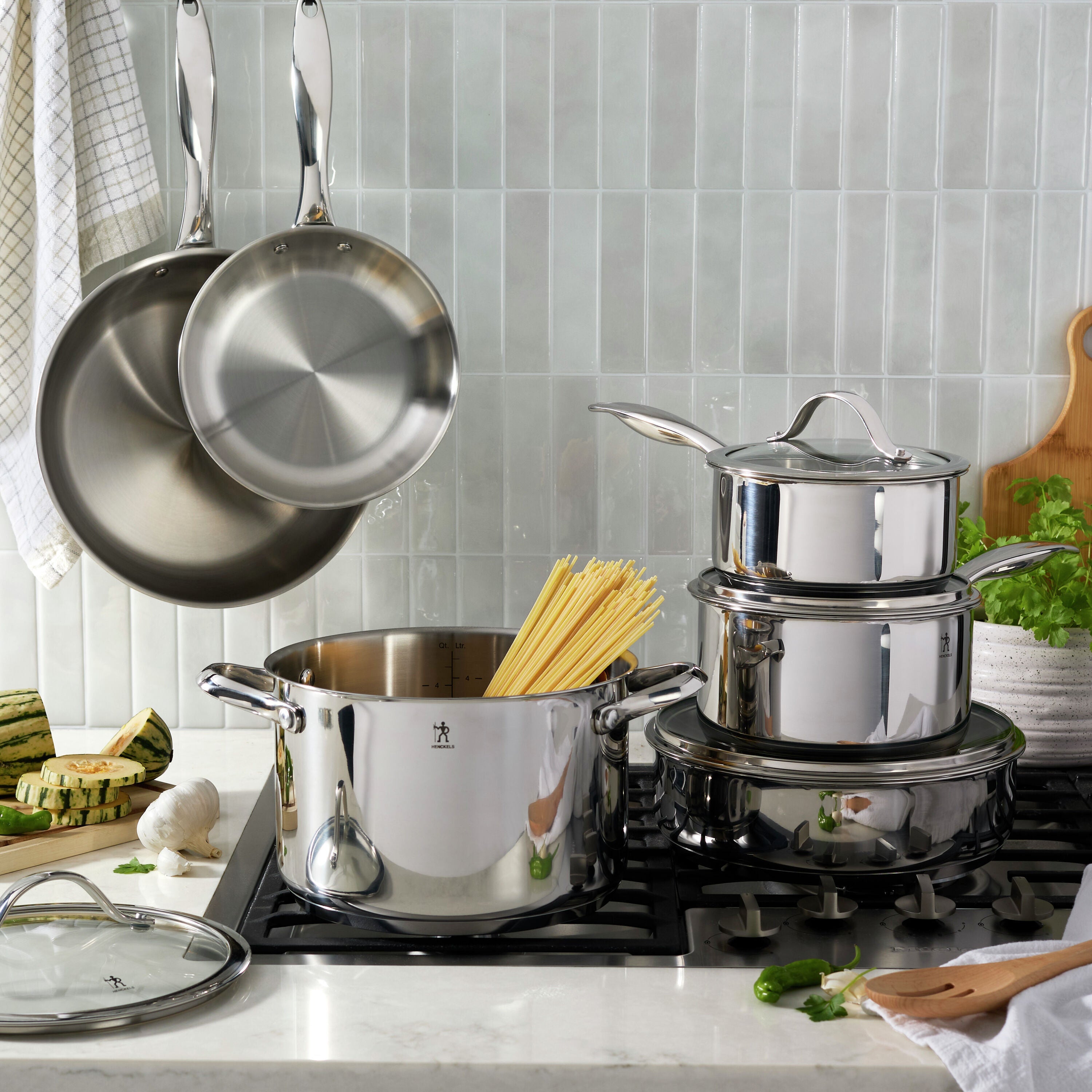 HENCKELS Aragon 10 Piece Stainless Steel Cookware Set-DECOROLALA
