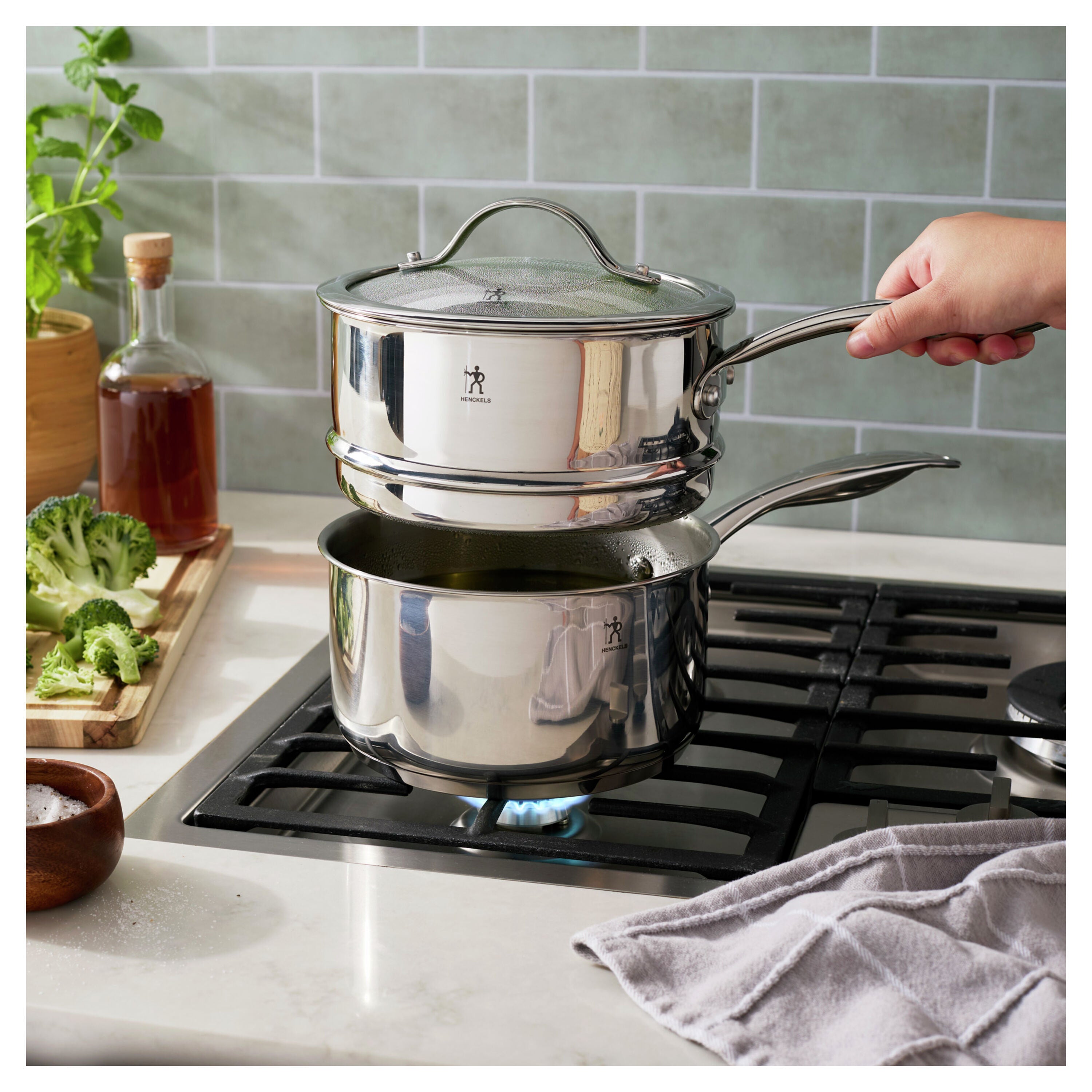 HENCKELS Aragon 2.5L Stainless Steel Sauce Pan Steamer-DECOROLALA