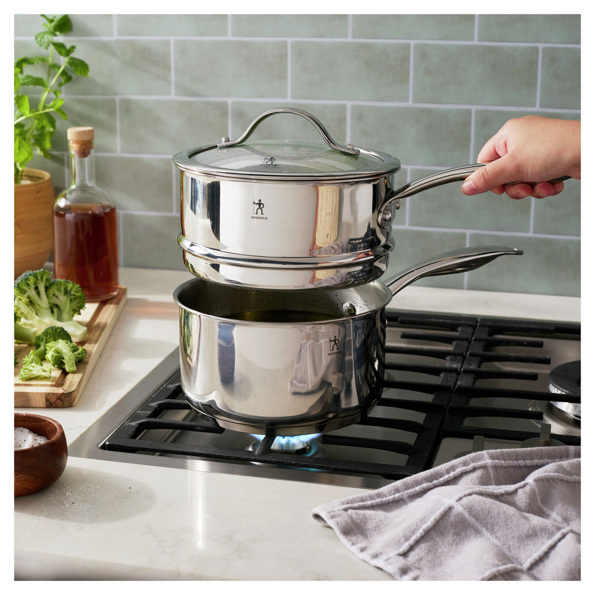 HENCKELS Aragon 2.5L Stainless Steel Sauce Pan Steamer-Saucepans-DECOROLALA