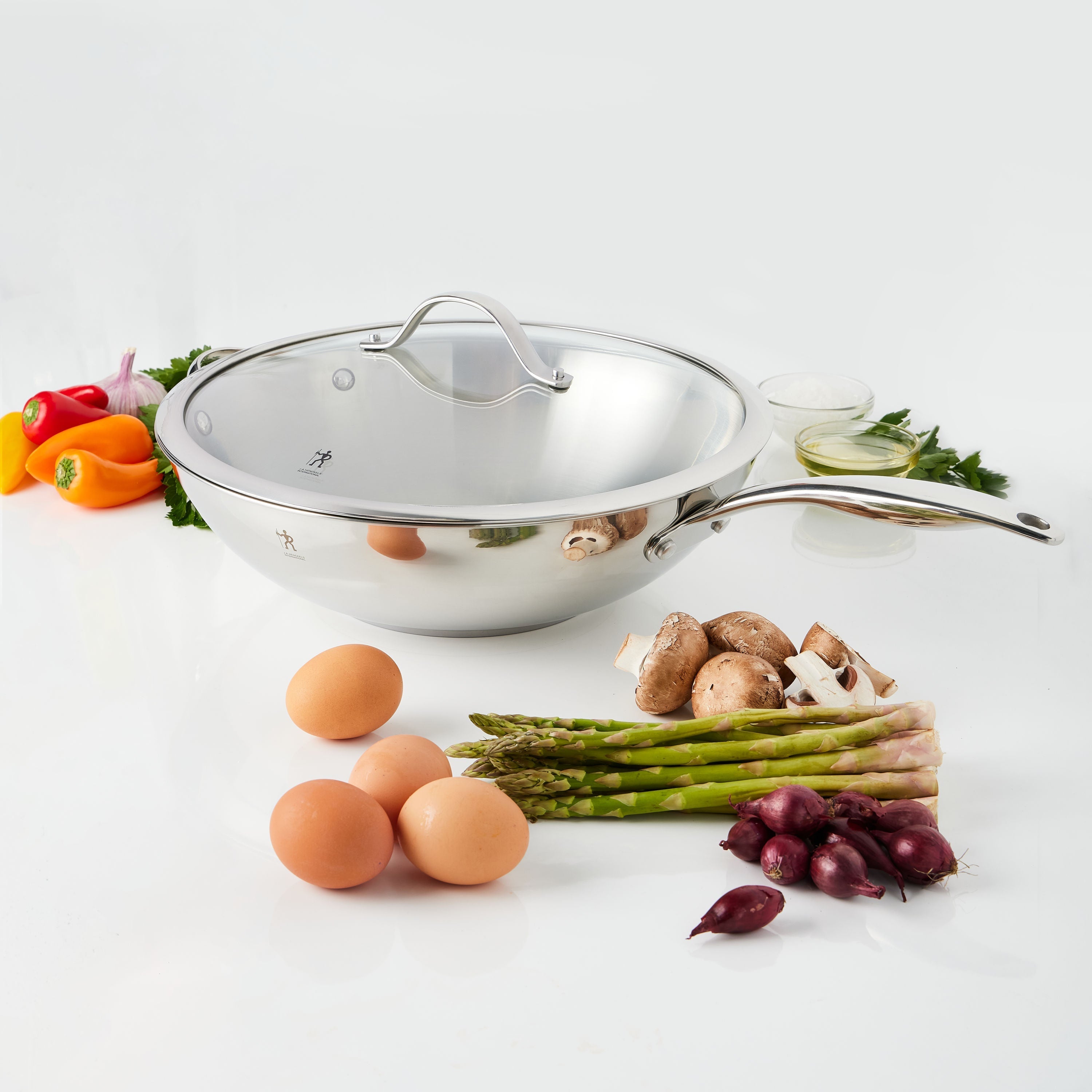 HENCKELS Aragon 32cm Stainless Steel Wok Glass Lid-Wok-DECOROLALA