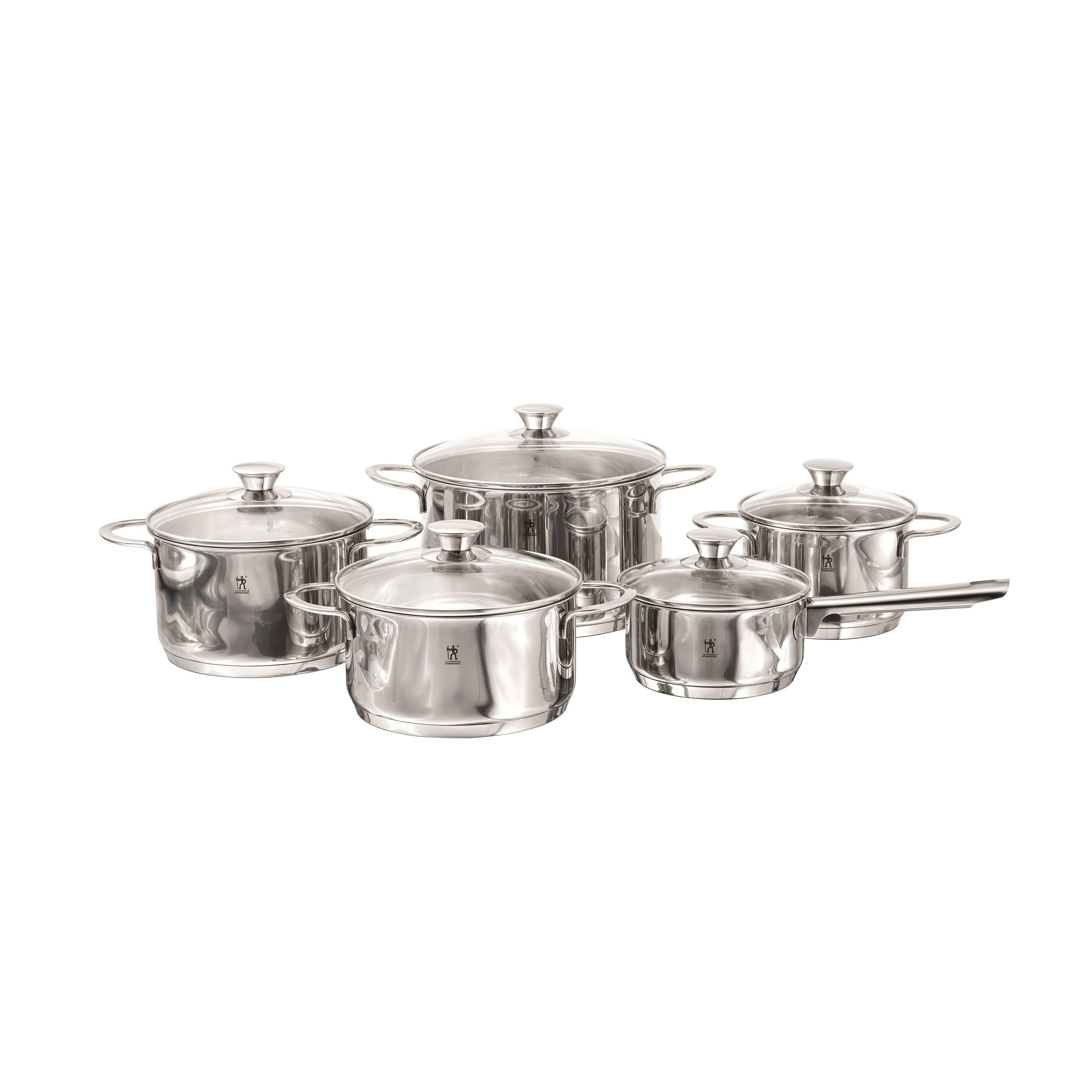 HENCKELS Biarritz 10 Piece 18/10 Stainless Steel Cookware Set-Cookware Set-DECOROLALA