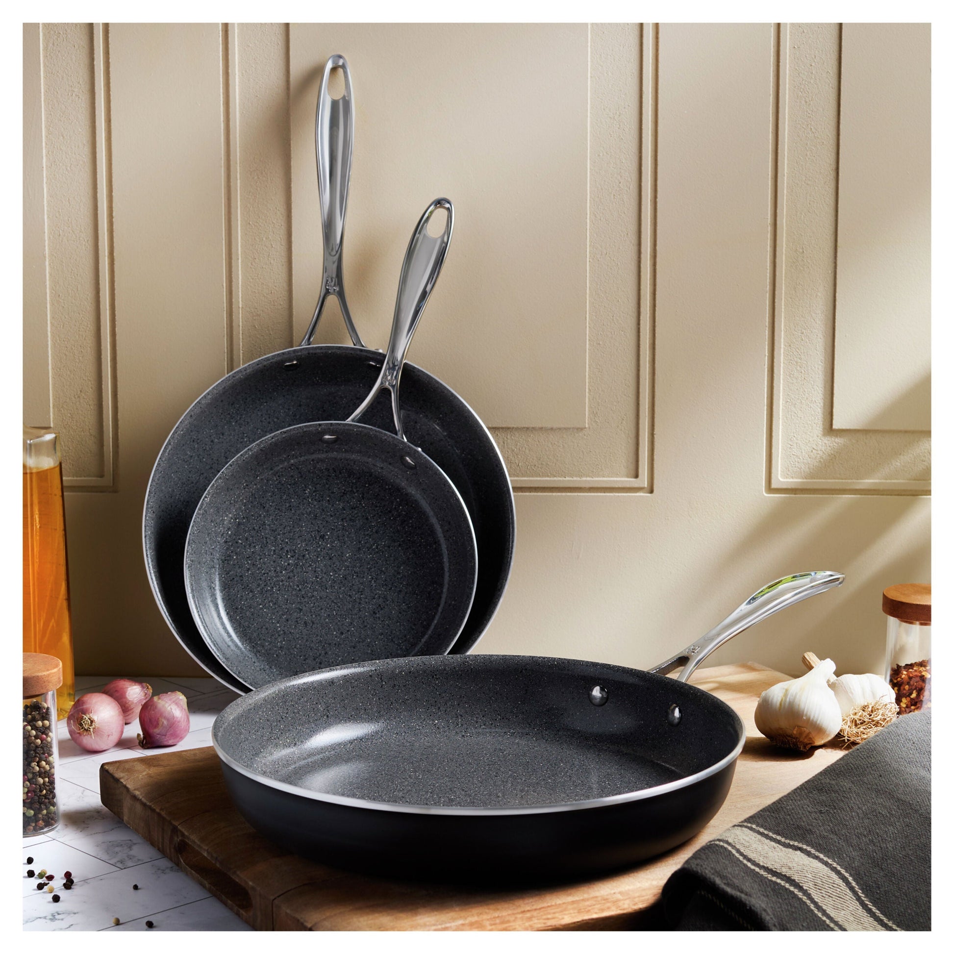 HENCKELS Capri 3-Piece Ceramic Fry Pan Set-Frying Pan-DECOROLALA