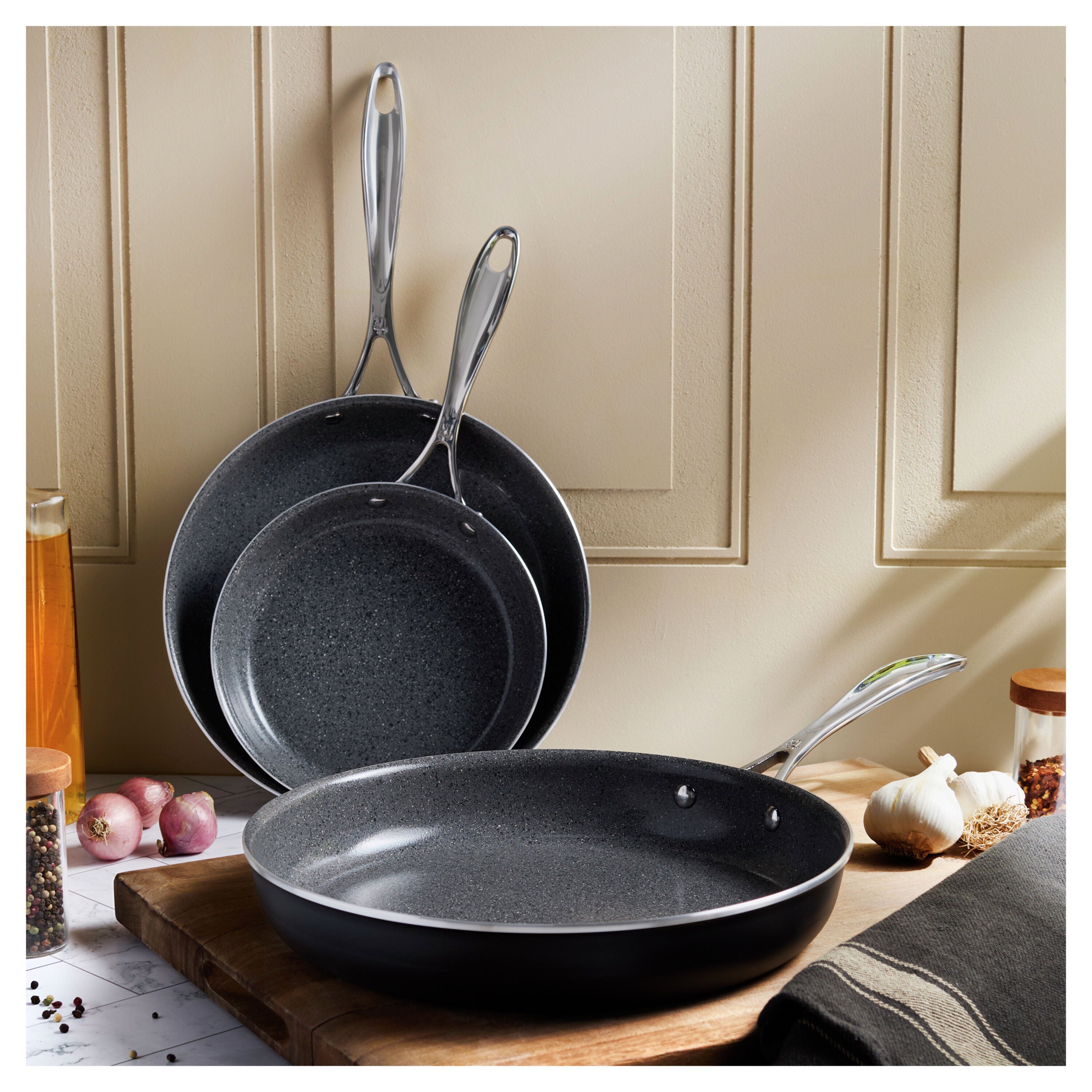 HENCKELS Capri 3-Piece Ceramic Fry Pan Set-Frying Pan-DECOROLALA