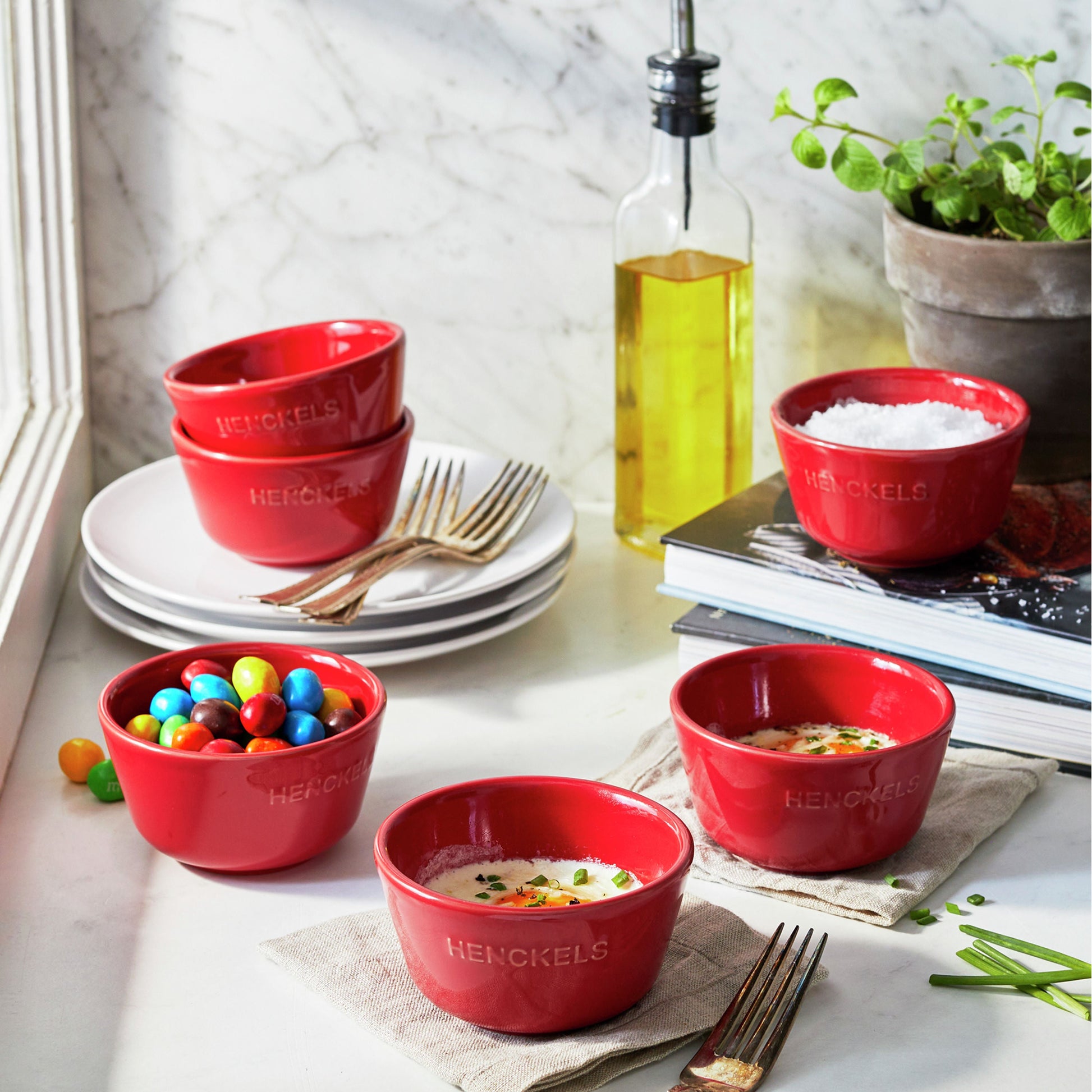 HENCKELS Ceramic 6 Piece Round Bakeware Set, Cherry-n/a-DECOROLALA