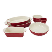 HENCKELS Ceramic 8 Piece Bakeware Set, Cherry-Bakeware Set-DECOROLALA