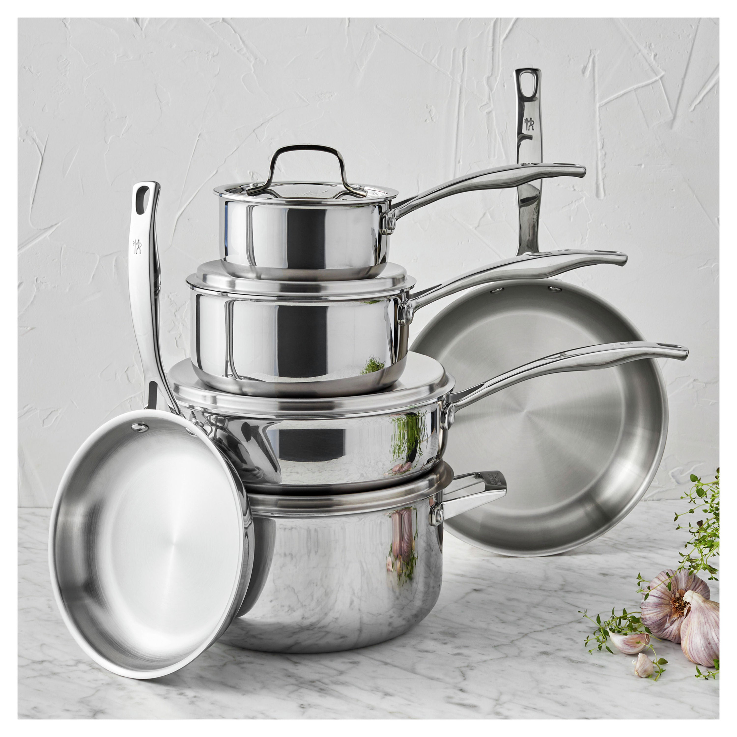 HENCKELS Classic Clad Elite 10 Piece 18/10 Stainless Steel Cookware Set-Cookware-DECOROLALA