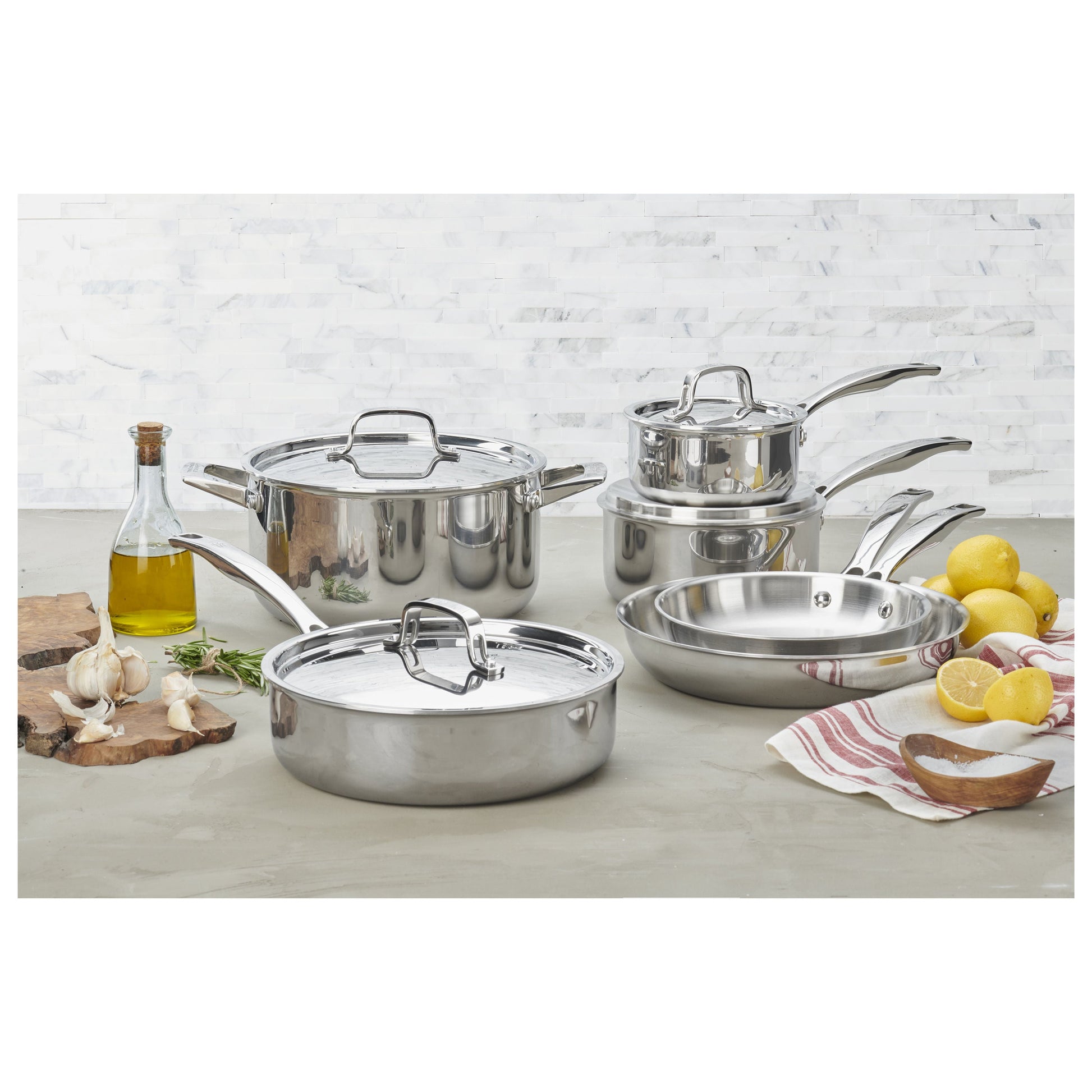 HENCKELS Classic Clad Elite 10 Piece 18/10 Stainless Steel Cookware Set-Cookware-DECOROLALA