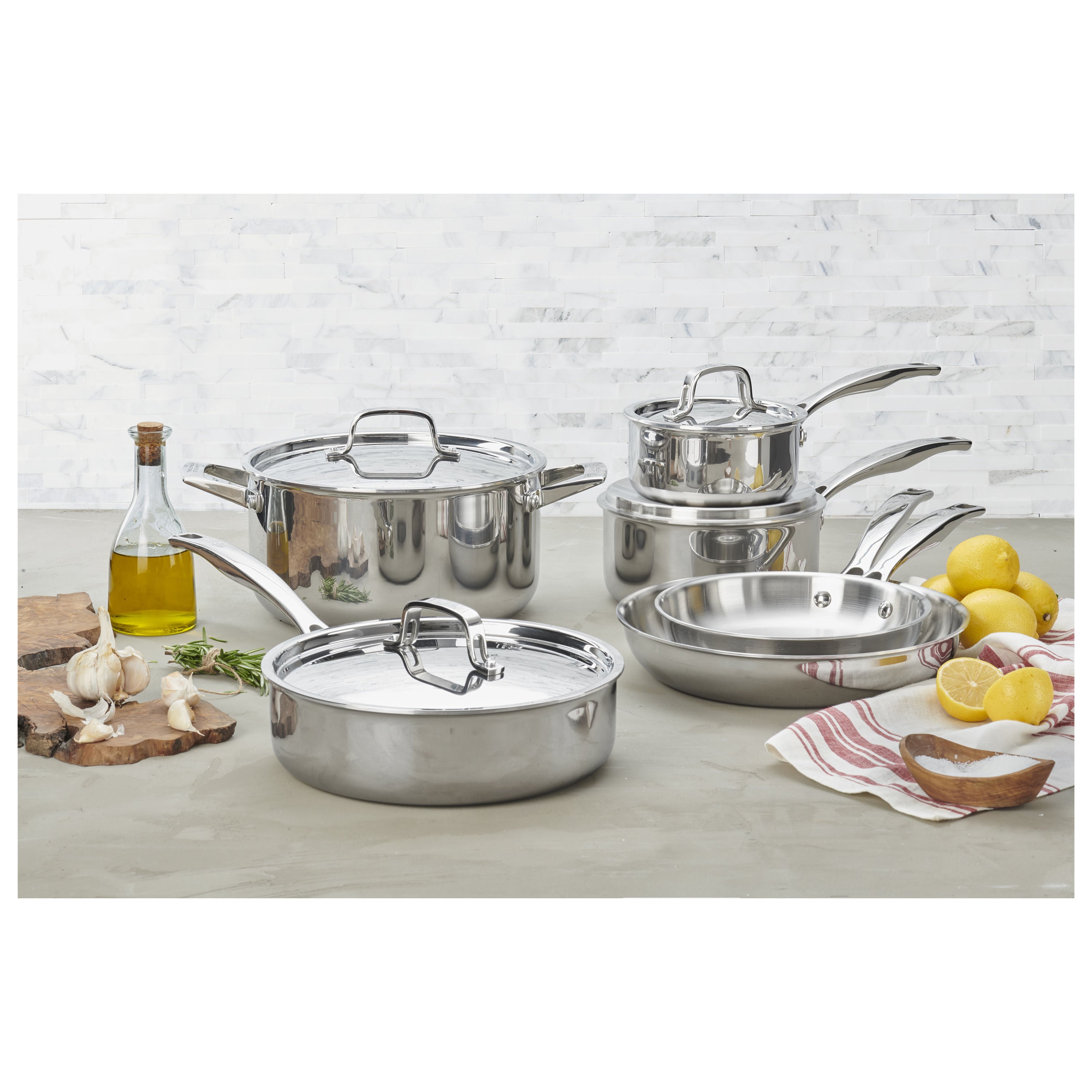 HENCKELS Classic Clad Elite 10 Piece 18/10 Stainless Steel Cookware Set-Cookware-DECOROLALA