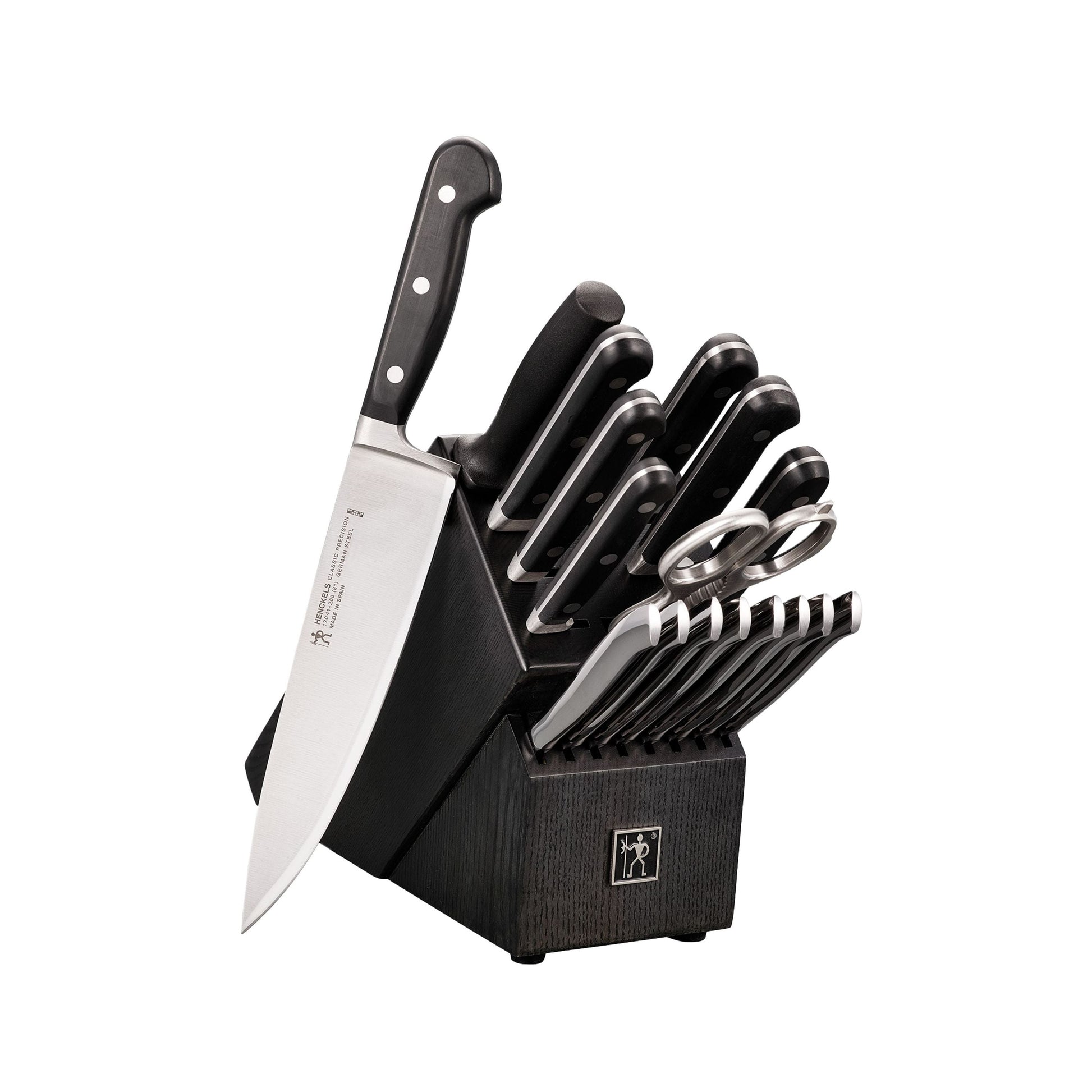 HENCKELS Classic Precision 18 Piece Knife Block Set, Brown-Black-Knife Block-DECOROLALA