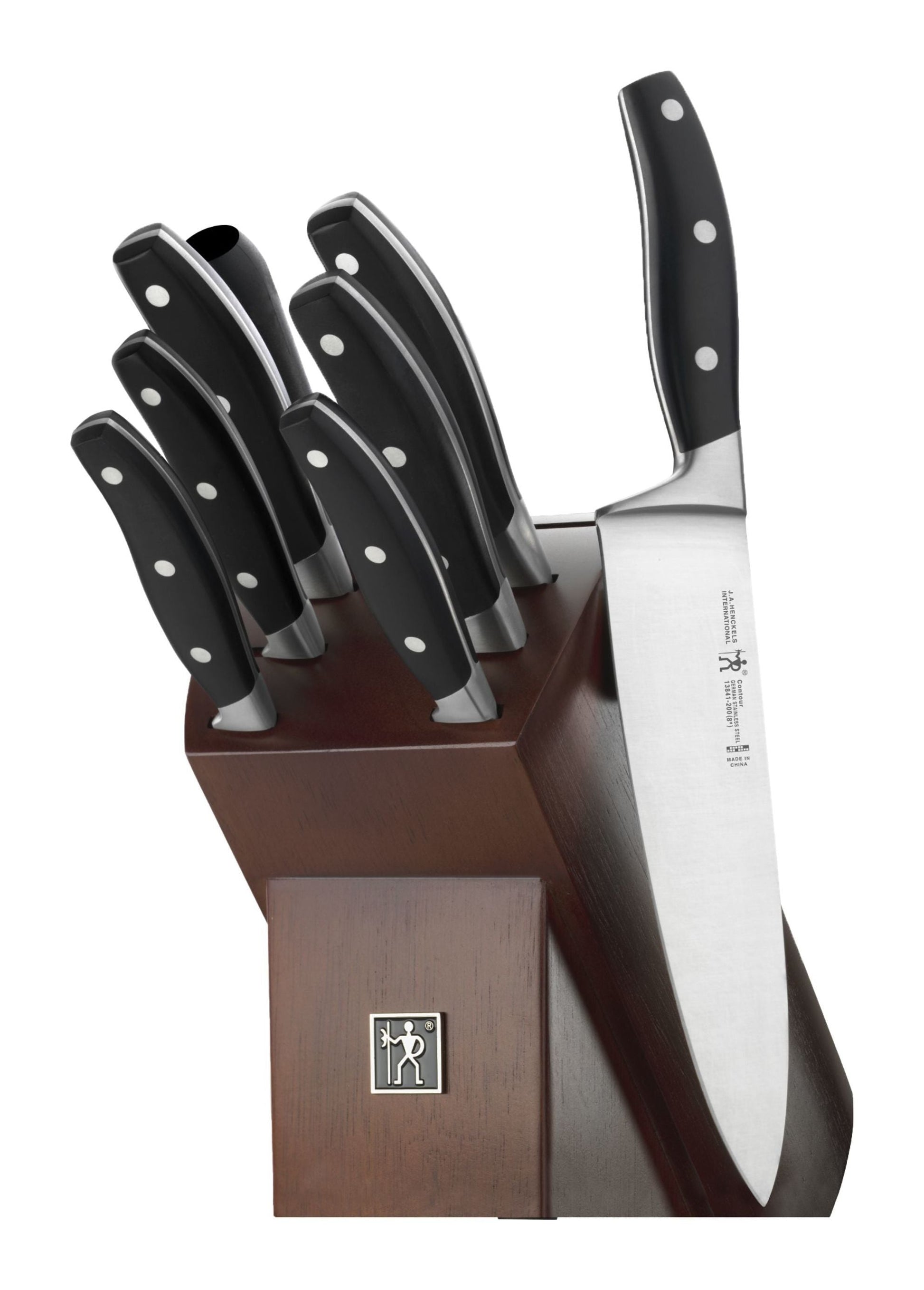 HENCKELS Contour 9 Piece Knife Block Set, Black-Knife Block-DECOROLALA