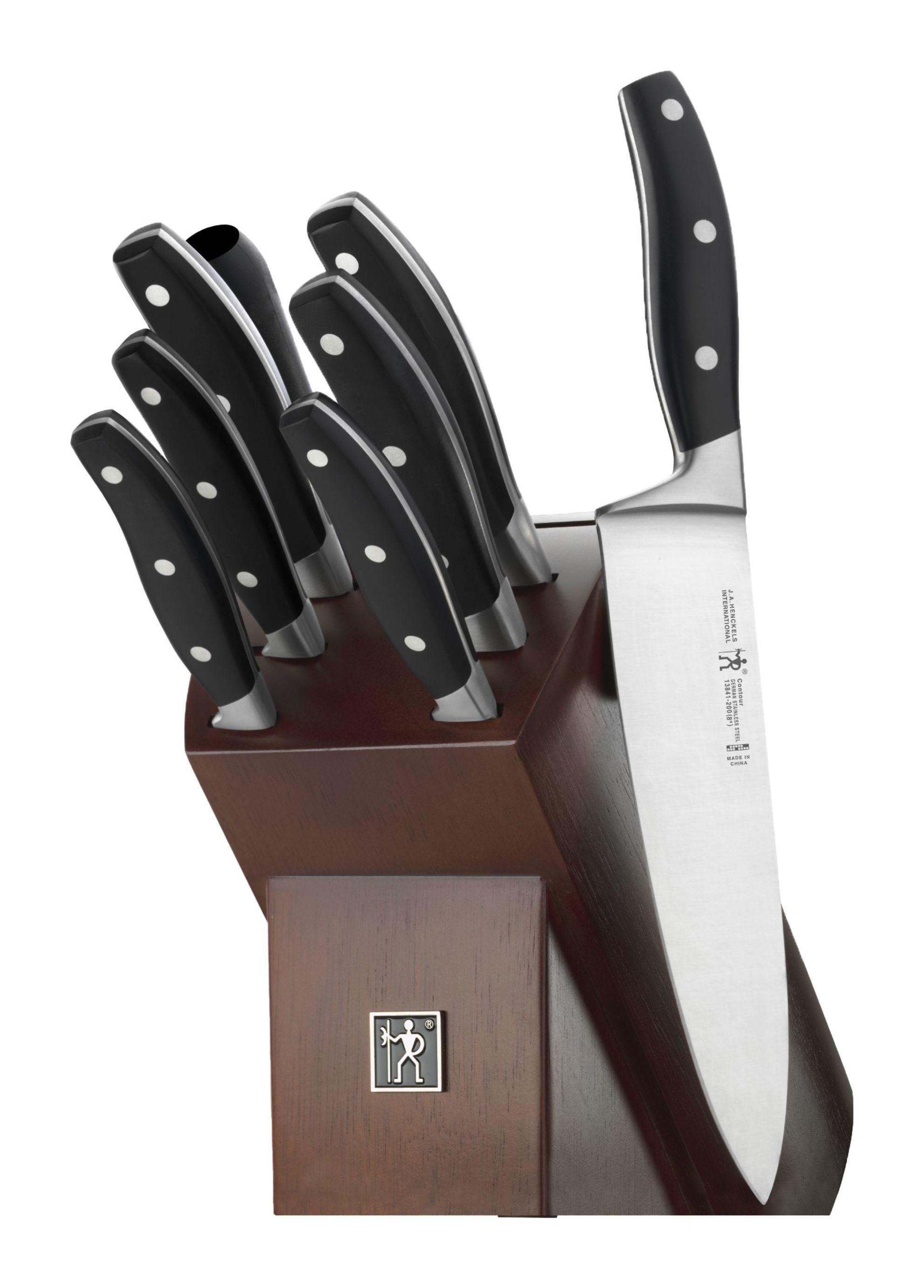 HENCKELS Contour 9 Piece Knife Block Set, Black-Knife Block-DECOROLALA