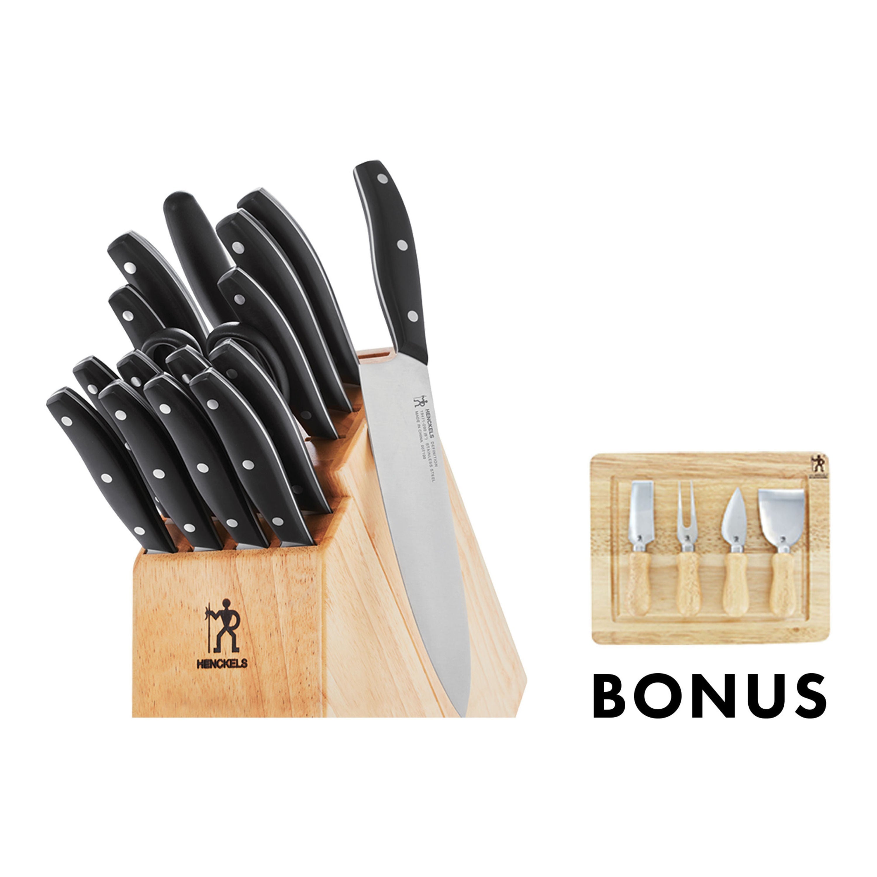 HENCKELS Definition 17-Piece Knife Block Set with Bonus Cheese Set-Knife Block-DECOROLALA