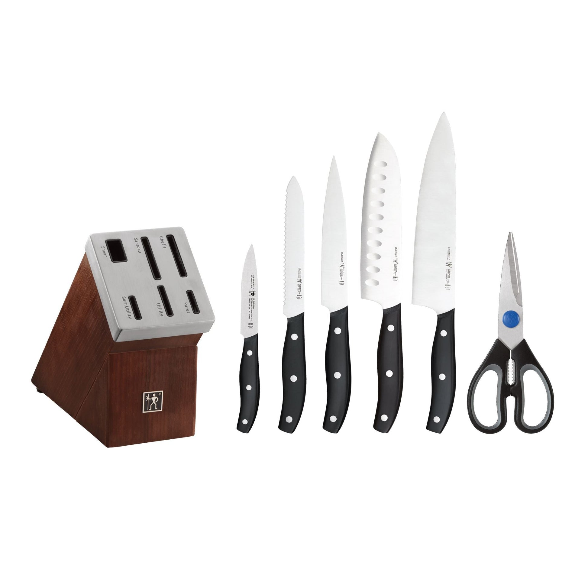 HENCKELS Definition 7 Piece Self Sharpening Block Set, Brown-Knife Block-DECOROLALA