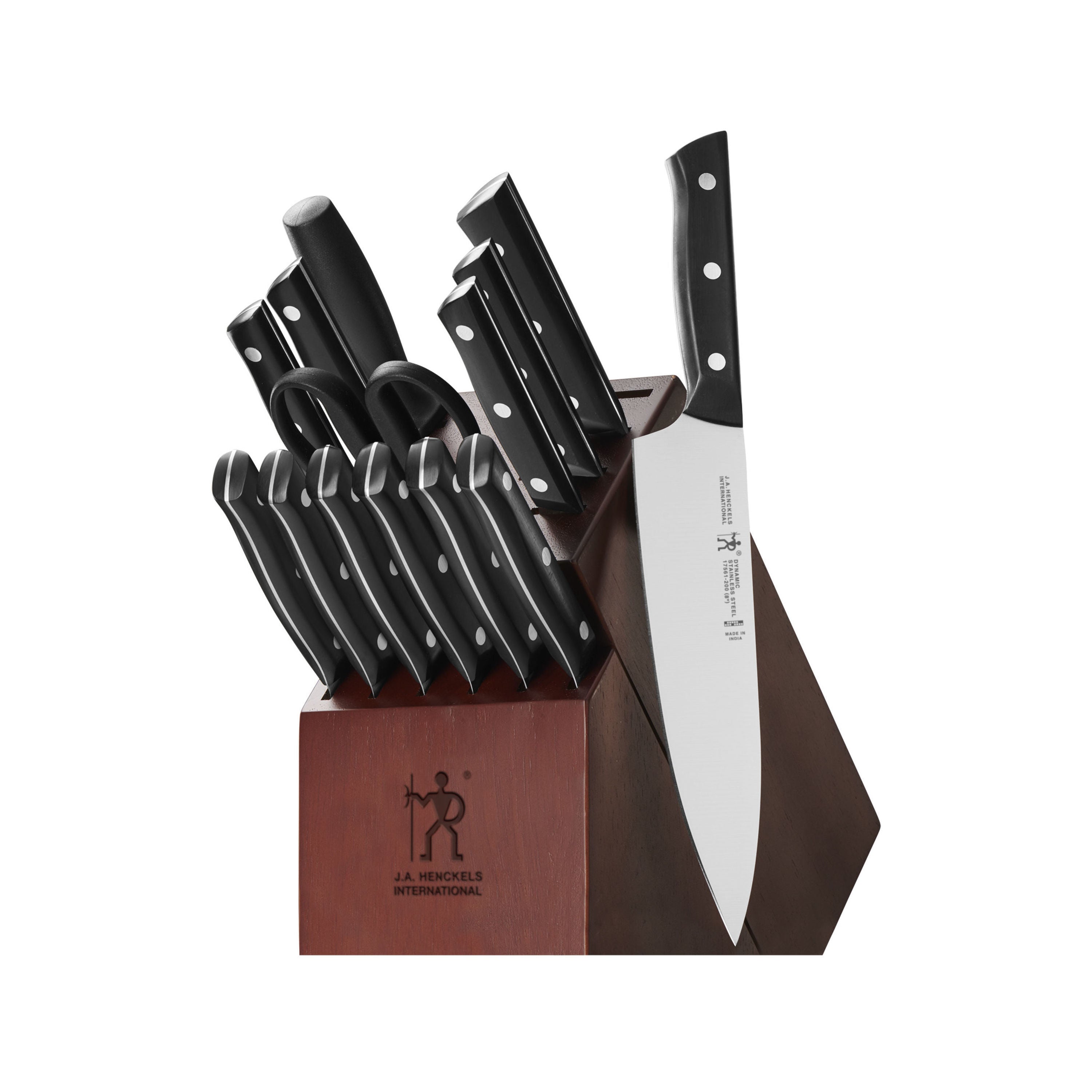 HENCKELS Dynamic 15 Piece Knife Block Set, Brown-Knife Block-DECOROLALA