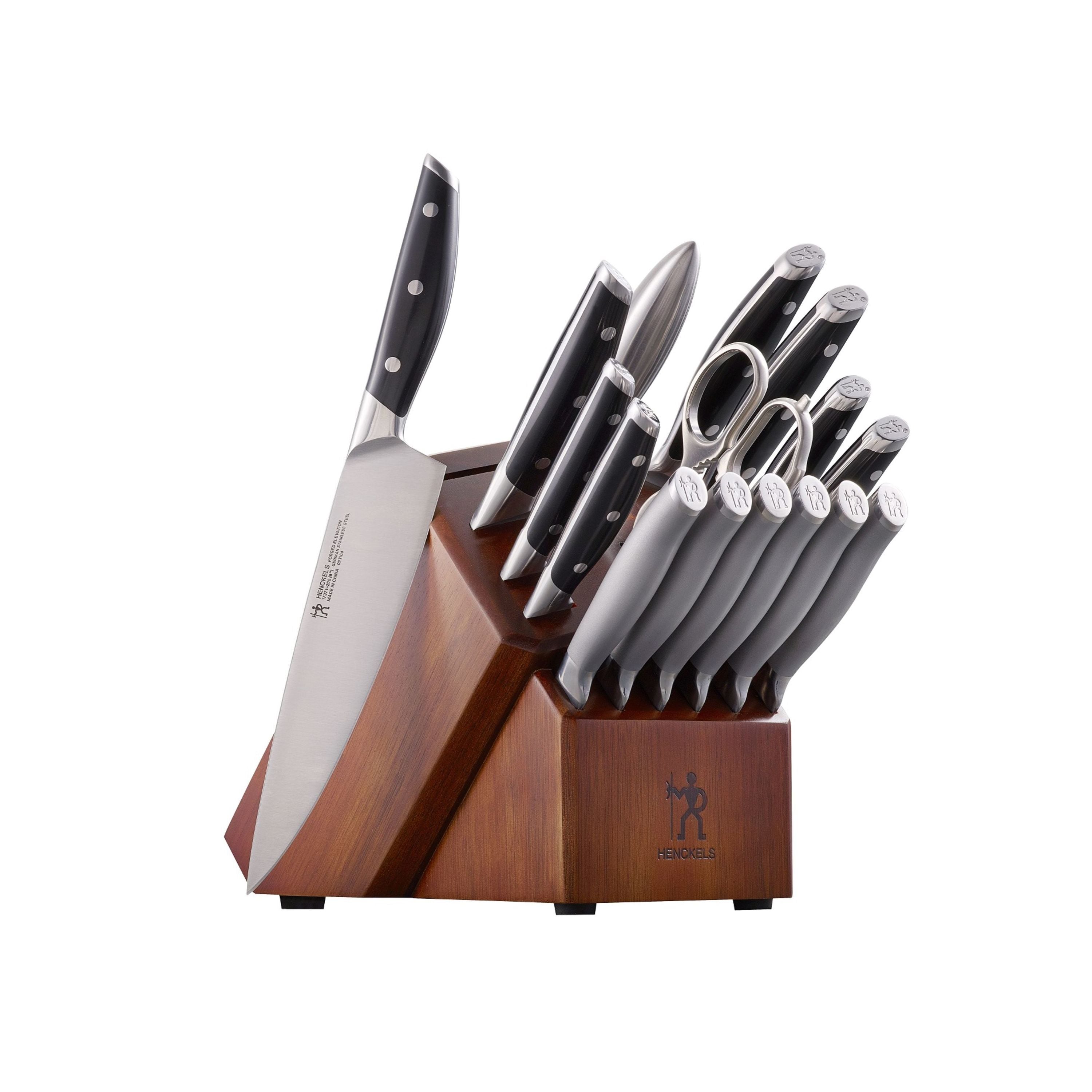 HENCKELS Elevation 17 Pc Knife Block Set Black-Knife Block-DECOROLALA