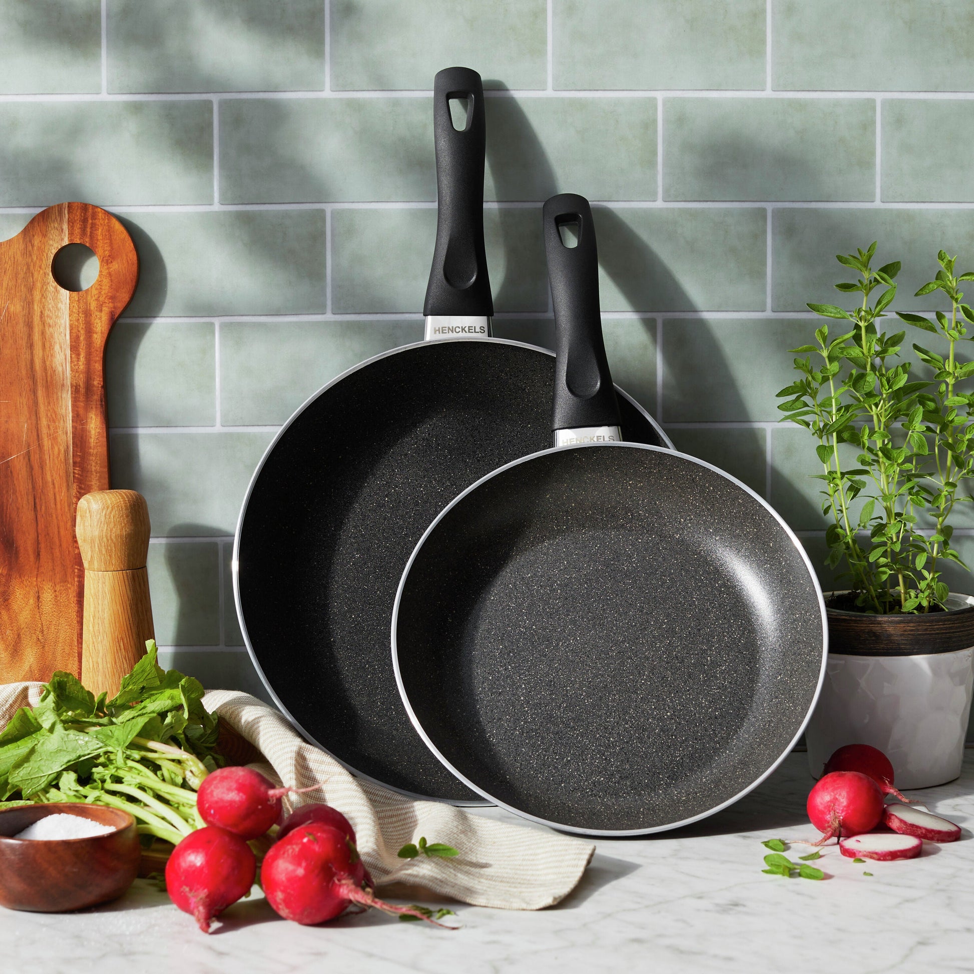 HENCKELS EverLift 2 Piece Aluminum Fry Pan Set - Granite-Frying Pan-DECOROLALA