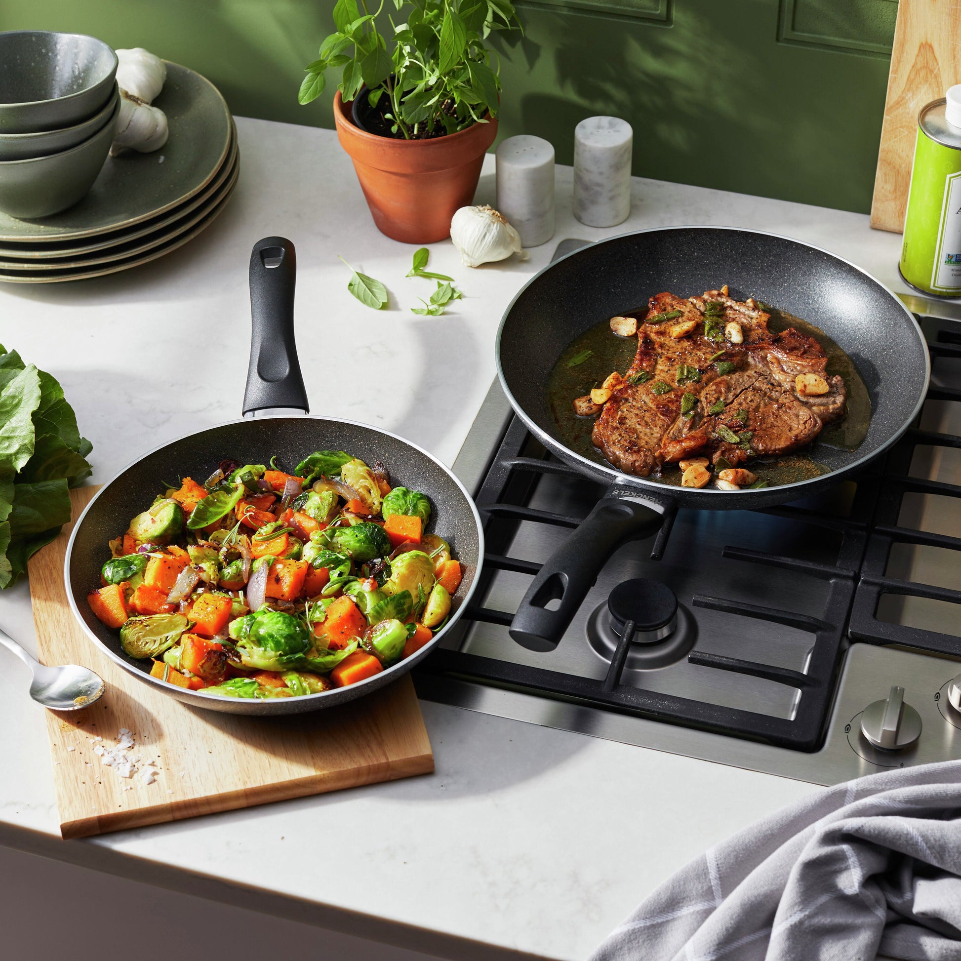 HENCKELS EverLift 2 Piece Aluminum Fry Pan Set - Granite-Frying Pan-DECOROLALA