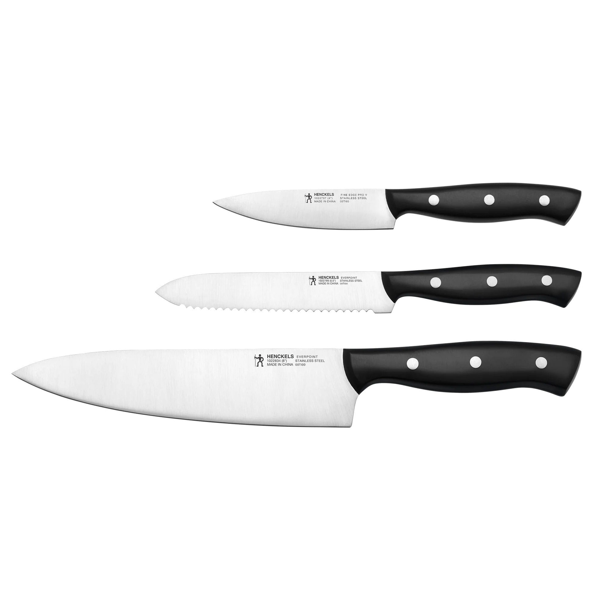 HENCKELS EverPoint 3 Piece, Knife Set, Black-Knife Set-DECOROLALA