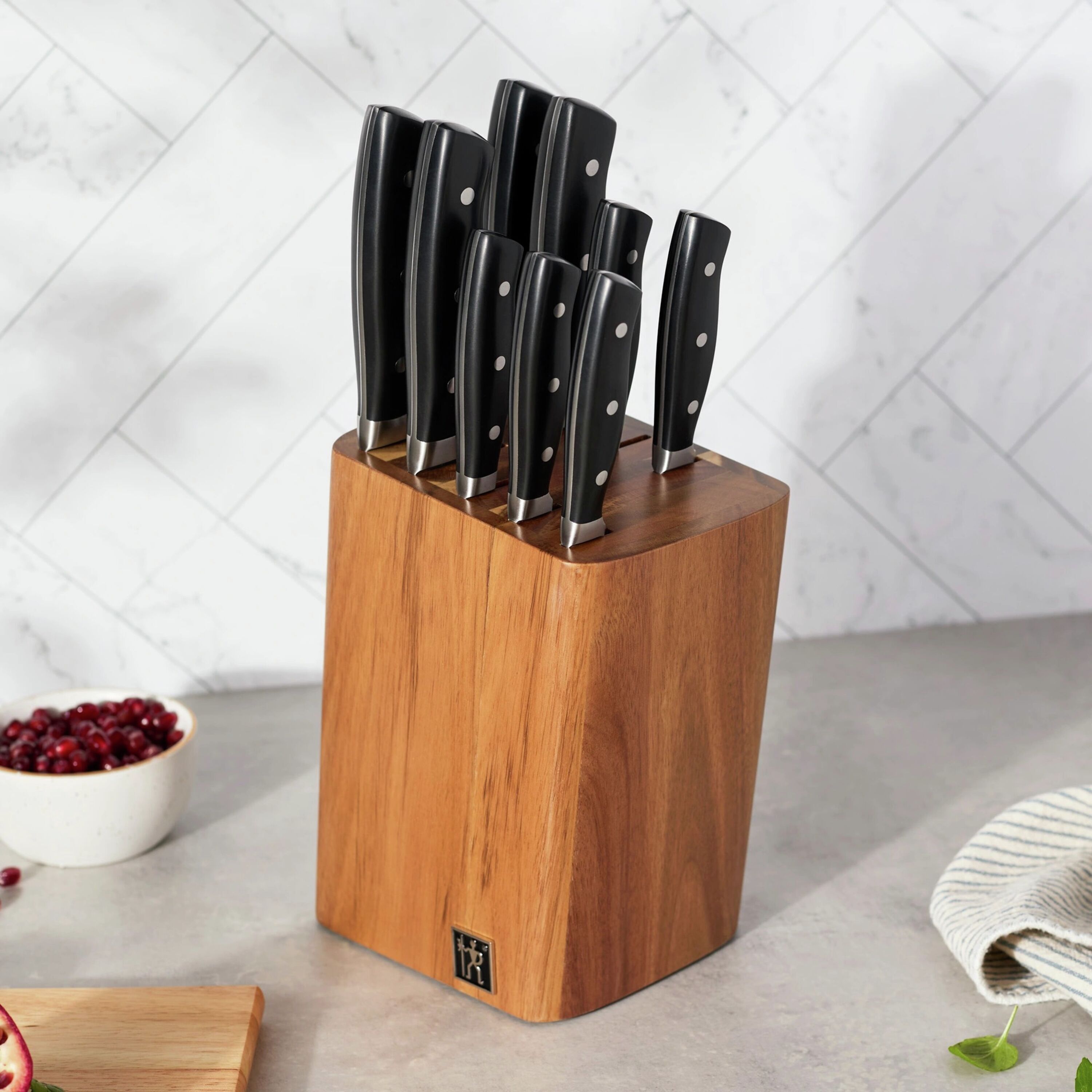 HENCKELS Fine Edge Forged II 10 Piece, Knife Block Set, Black-Knife Block-DECOROLALA