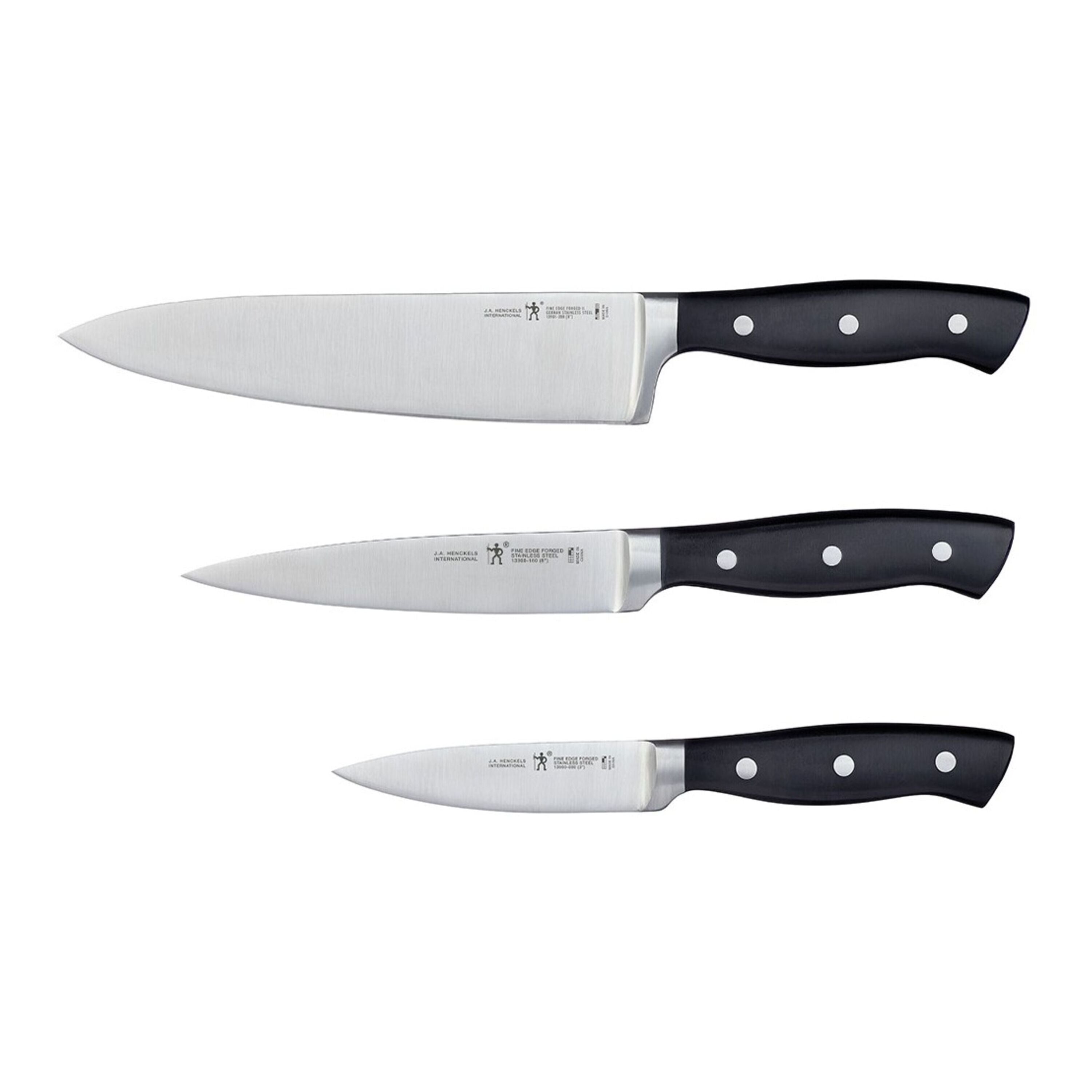 HENCKELS Fine Edge Forged II 3 Piece, Knife Set, Black-Knife Set-DECOROLALA