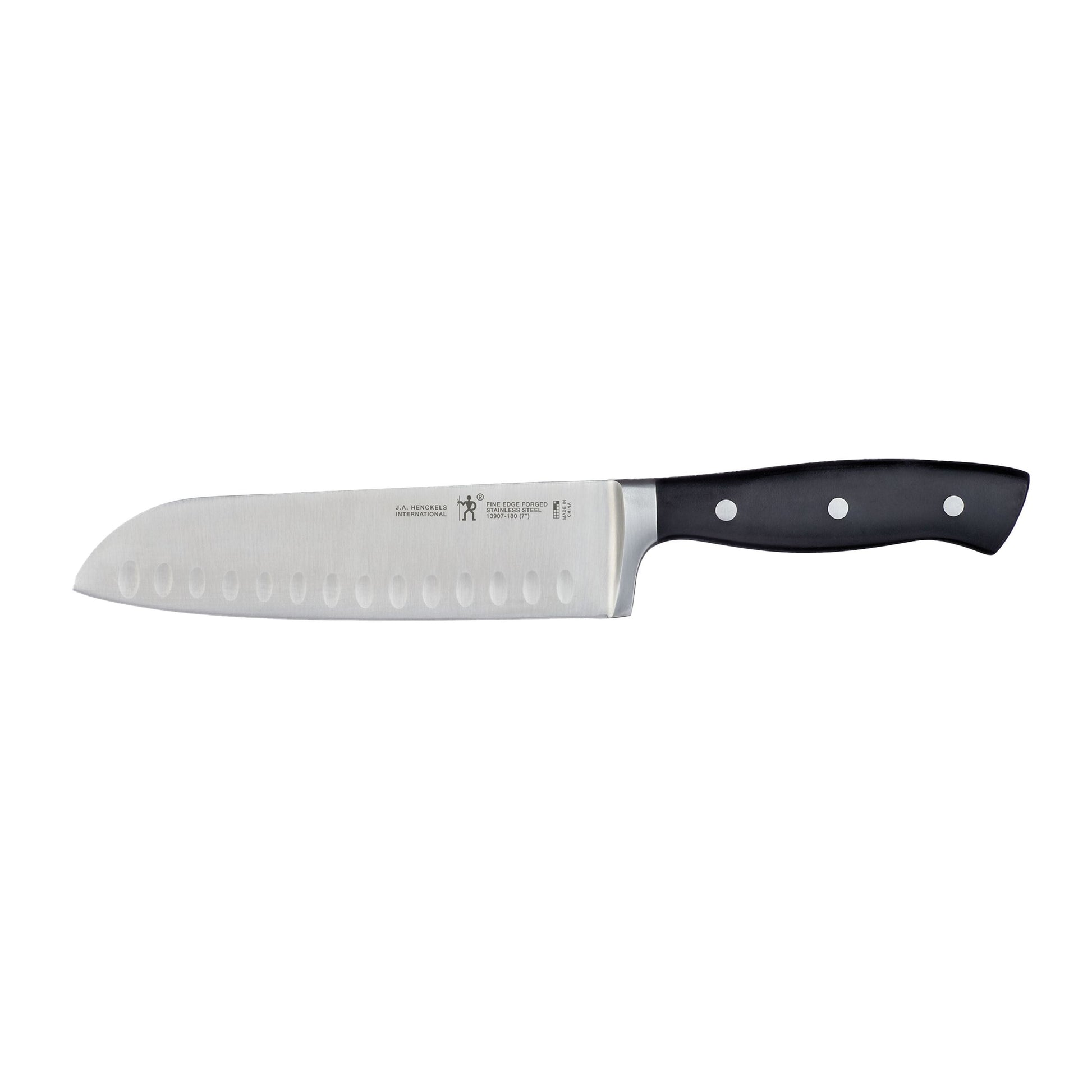 HENCKELS Fine Edge Forged II 7 inch Santoku, Black-Santoku Knife-DECOROLALA