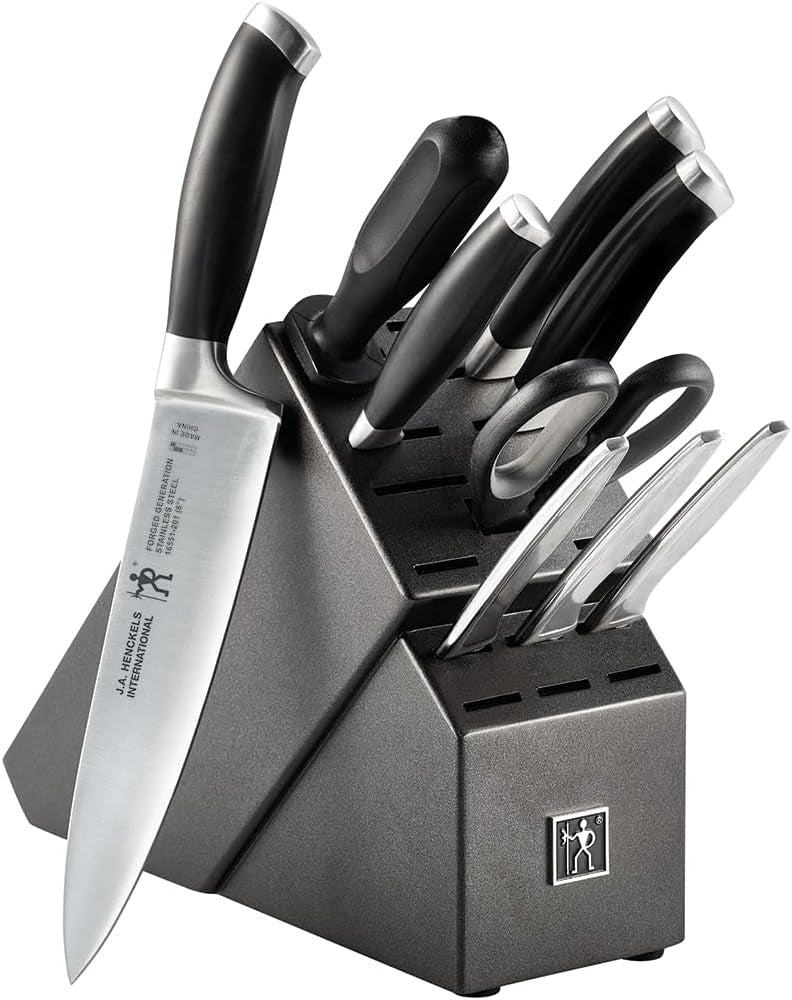 HENCKELS Forged 10-Piece Knife Block Set Stainless Steel-DECOROLALA