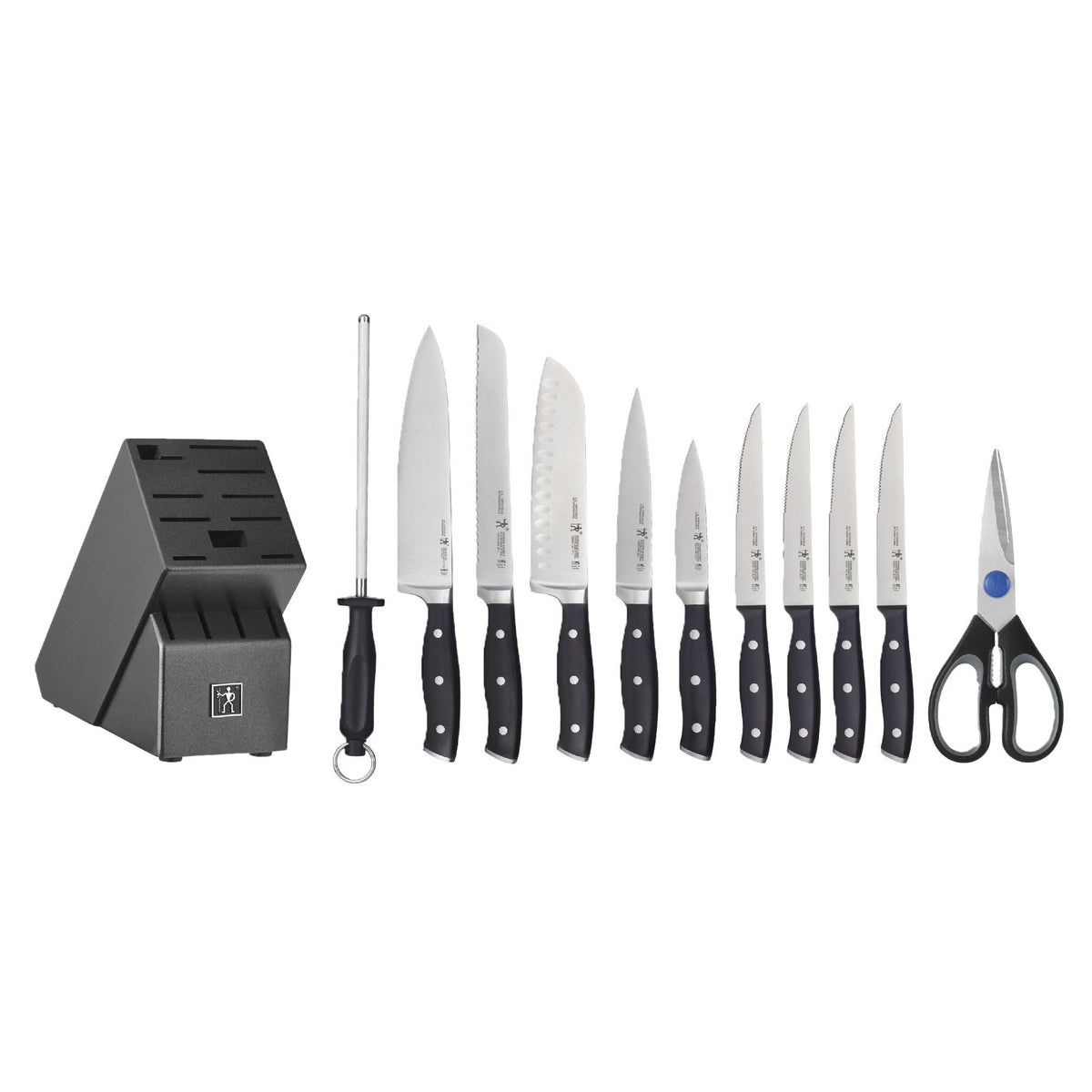 HENCKELS Forged Accent 12 Piece Knife Block Set Black-Knife Blocks-DECOROLALA
