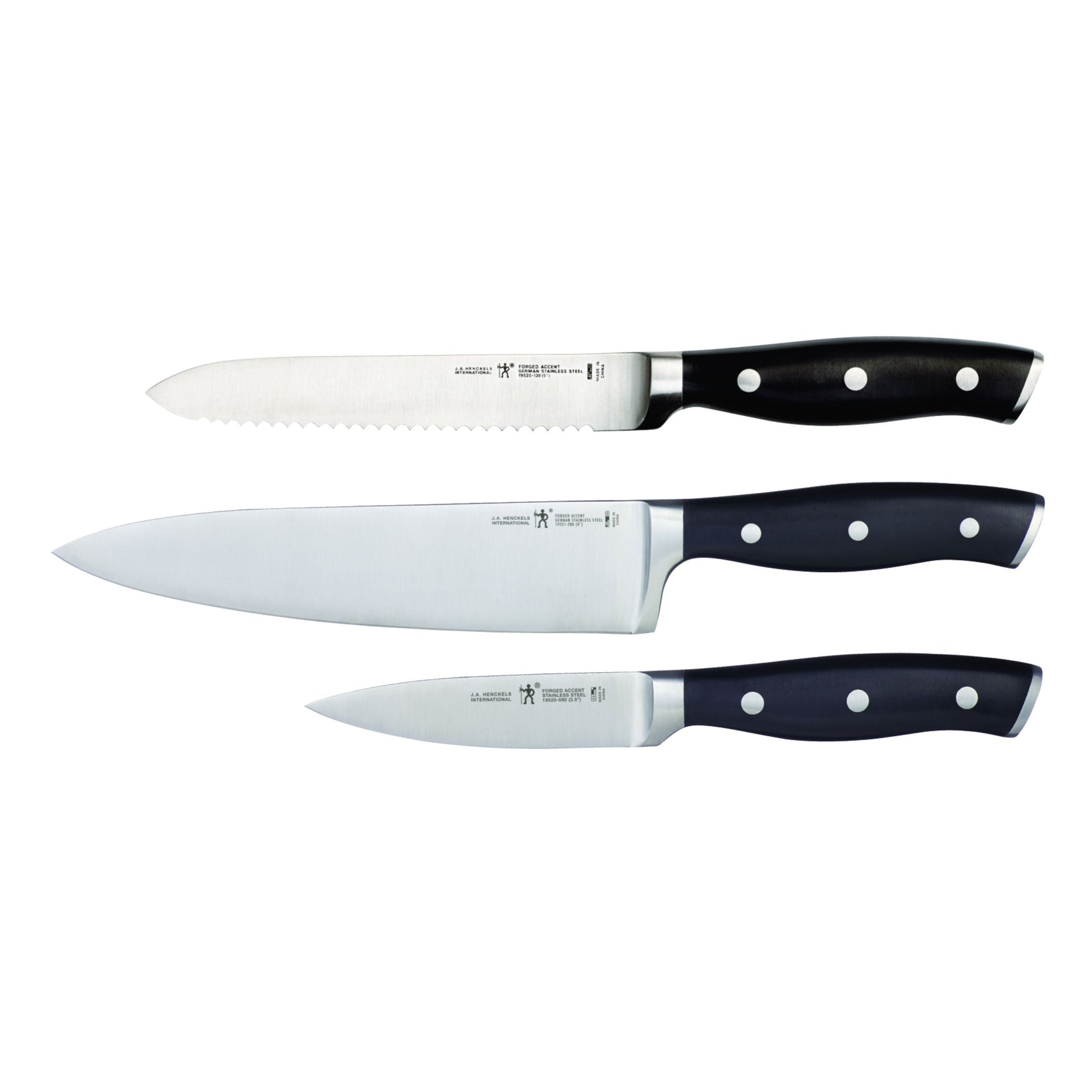 HENCKELS Forged Accent 3 Piece Knife Set, Black-Knife Set-DECOROLALA