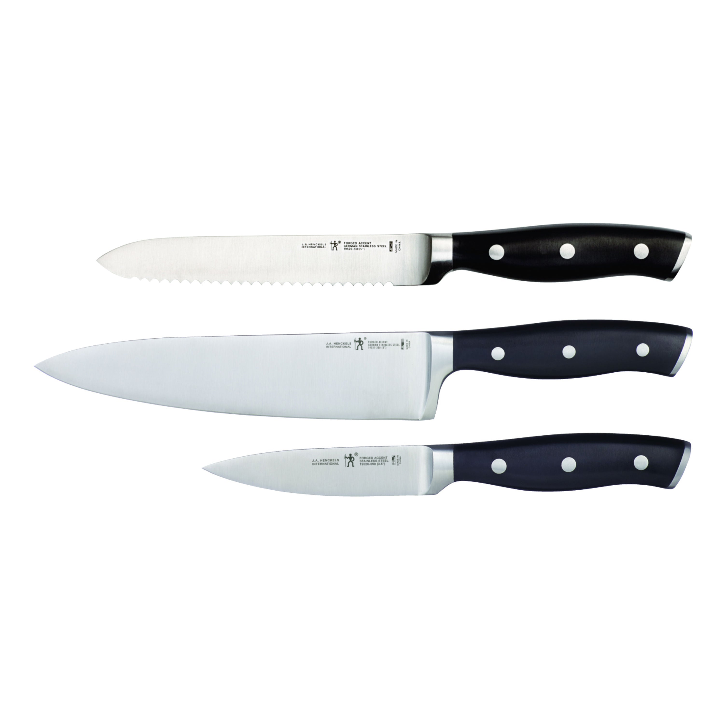 HENCKELS Forged Accent 3 Piece Knife Set, Black-Knife Set-DECOROLALA