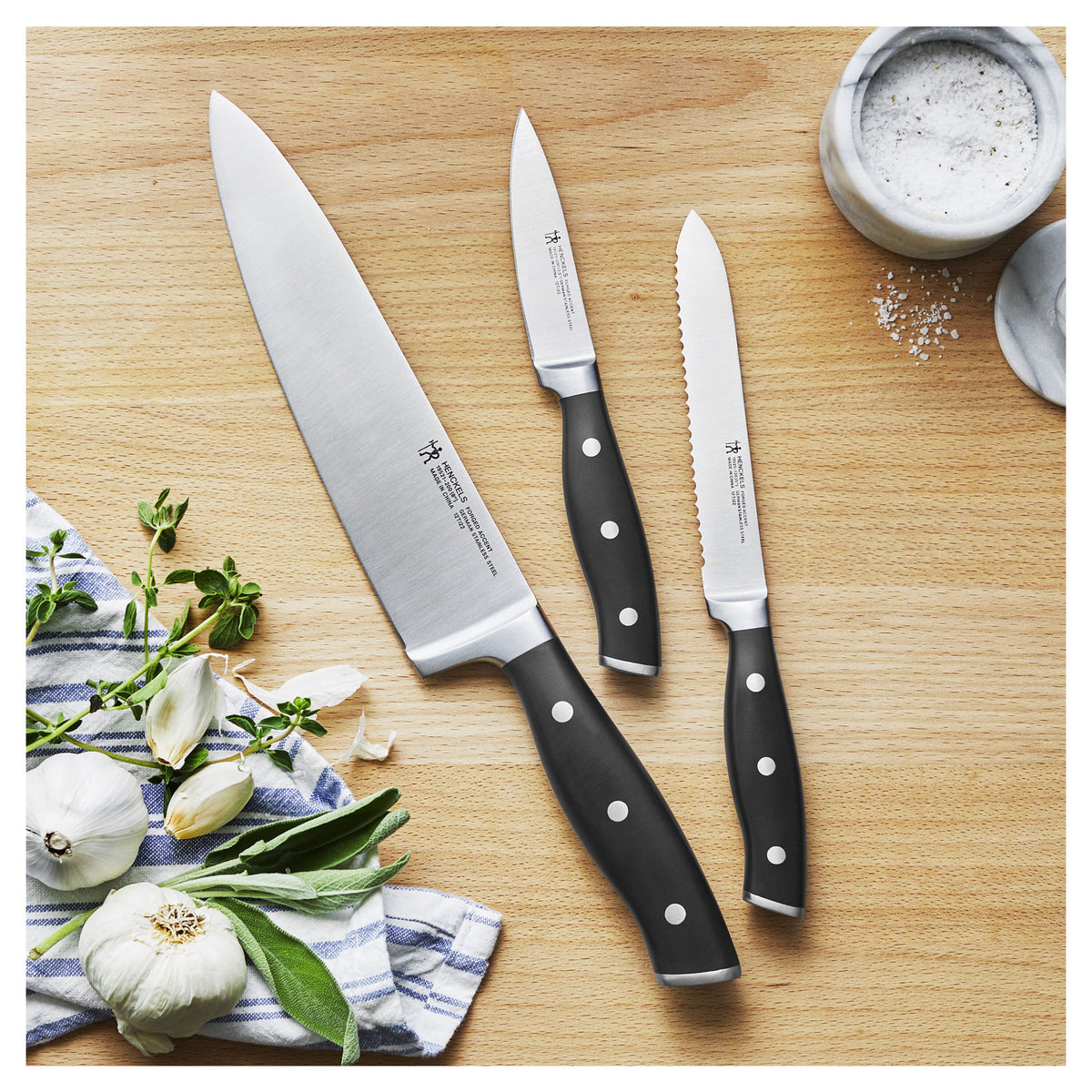 HENCKELS Forged Accent 3-Piece Knife Set Black-Knife Sets-DECOROLALA