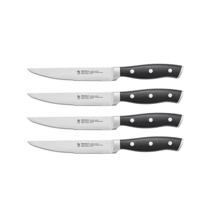 HENCKELS Forged Accent 4 Piece Steak Knife Set Black-Kitchen Tool-DECOROLALA