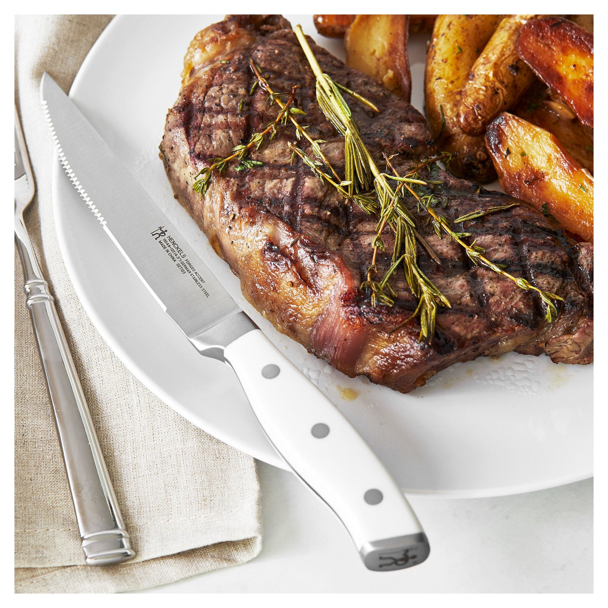 HENCKELS Forged Accent 4 Piece Steak Knife Set - White-Kitchen Tool-DECOROLALA