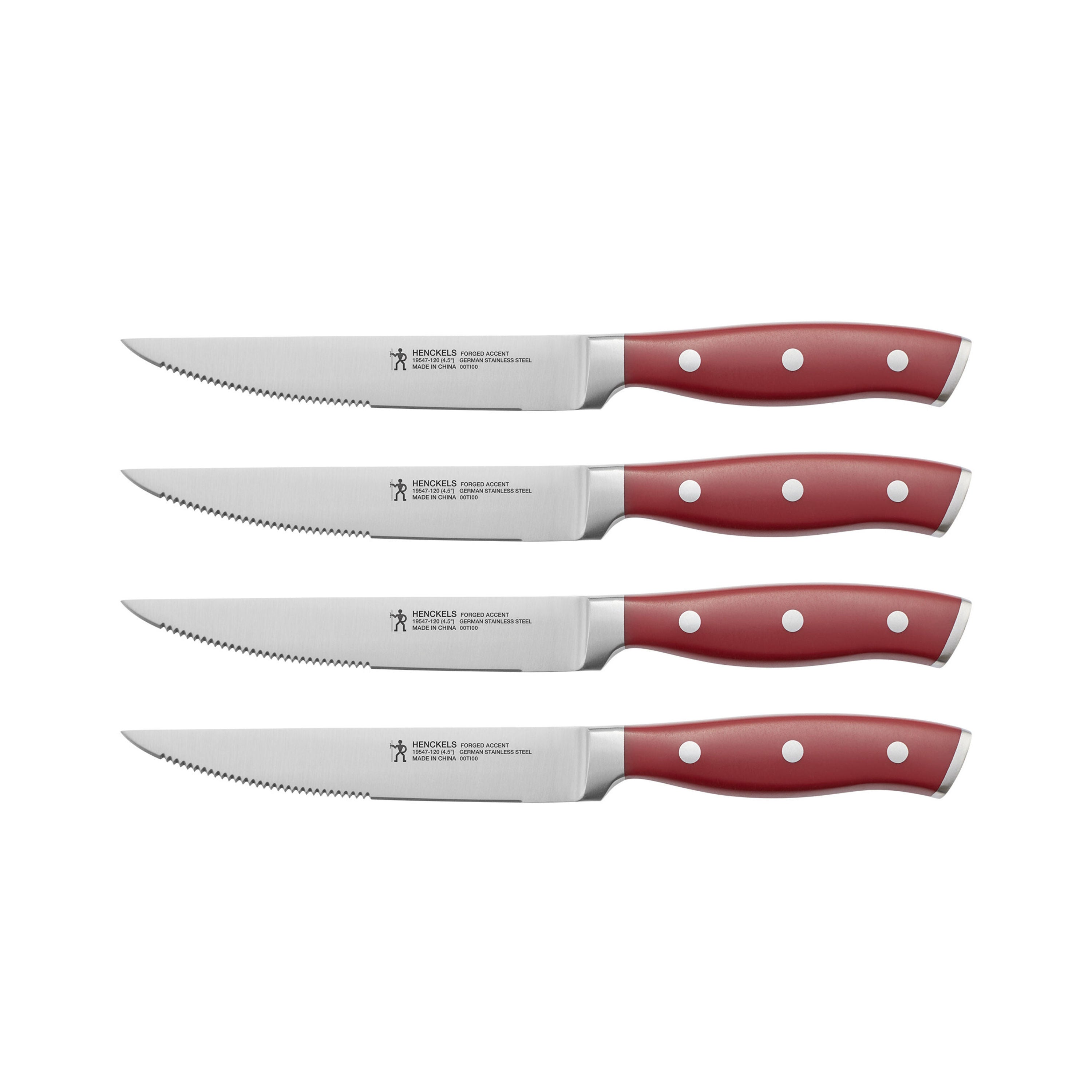 HENCKELS Forged Accent 4 Piece Steak Set, Red-Kitchen Tool-DECOROLALA