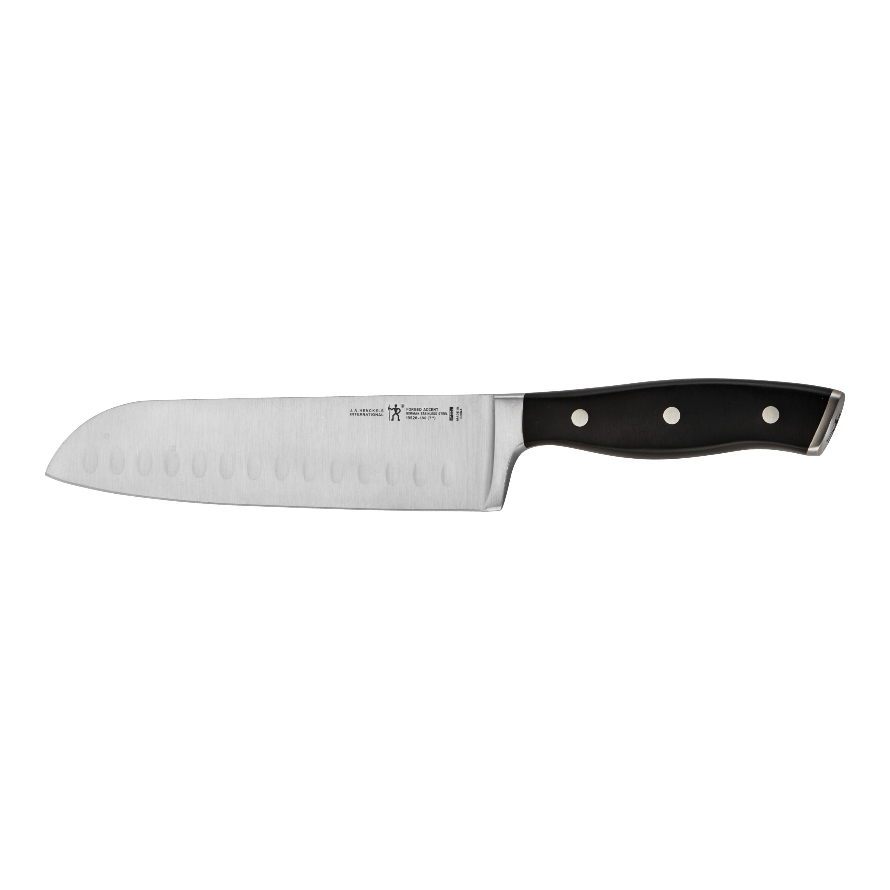 HENCKELS Forged Accent 7 inch Santoku, Black-Santoku Knife-DECOROLALA