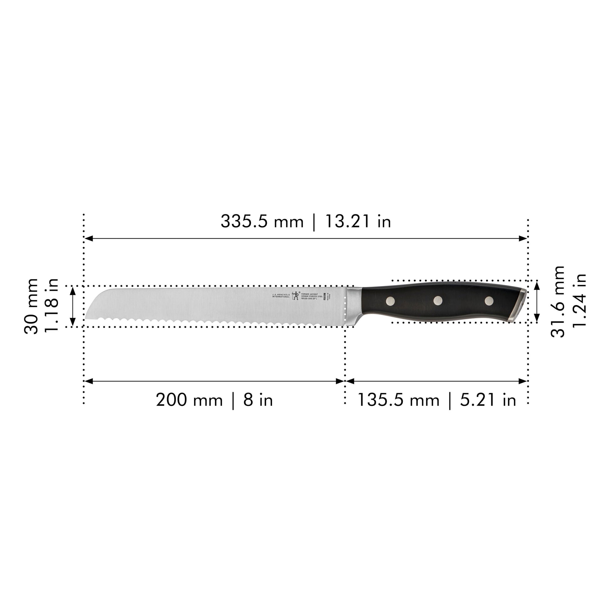 HENCKELS Forged Accent 8 inch Bread Knife, Black-Bread Knife-DECOROLALA