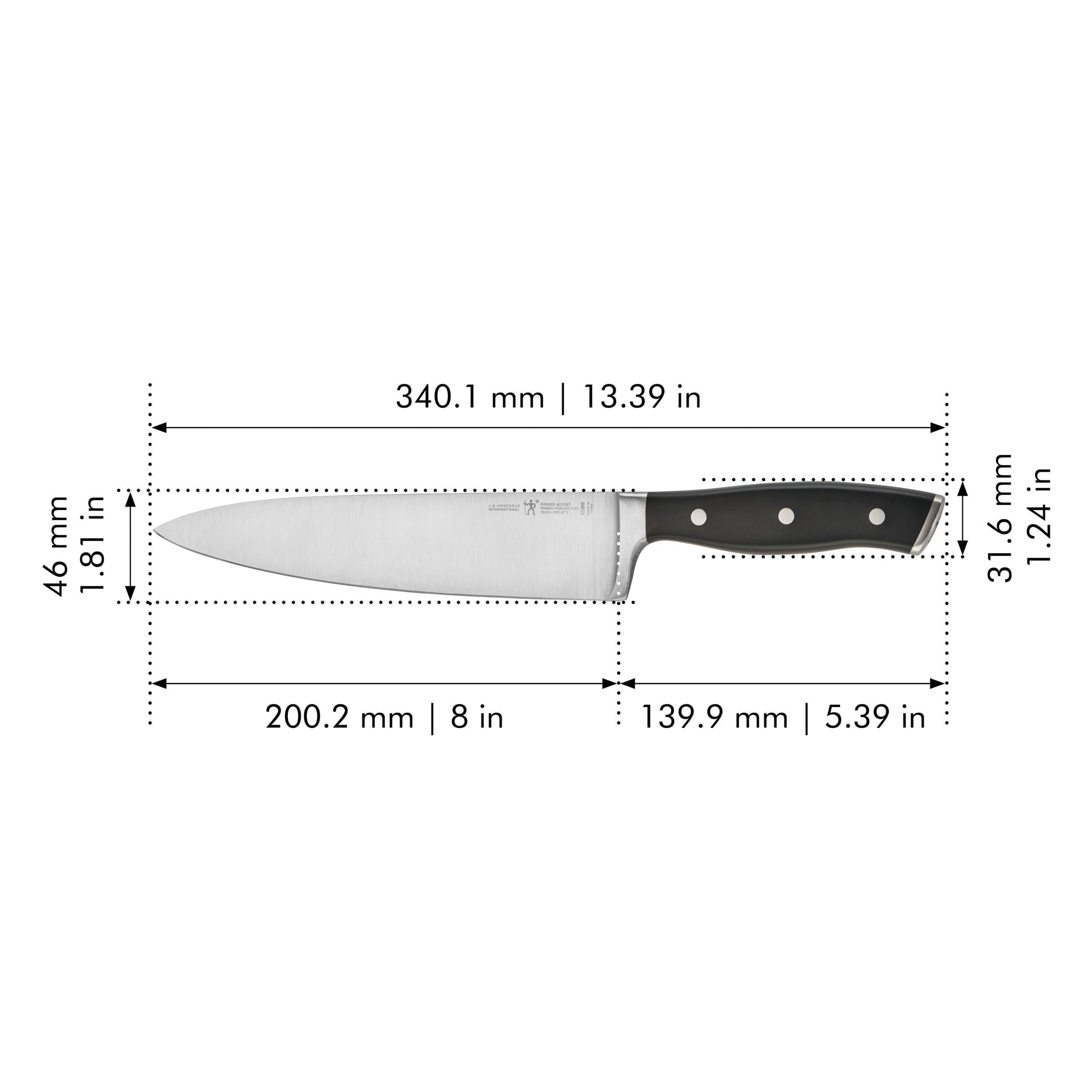 HENCKELS Forged Accent 8 inch Chef's Knife, Black-Chef Knife-DECOROLALA