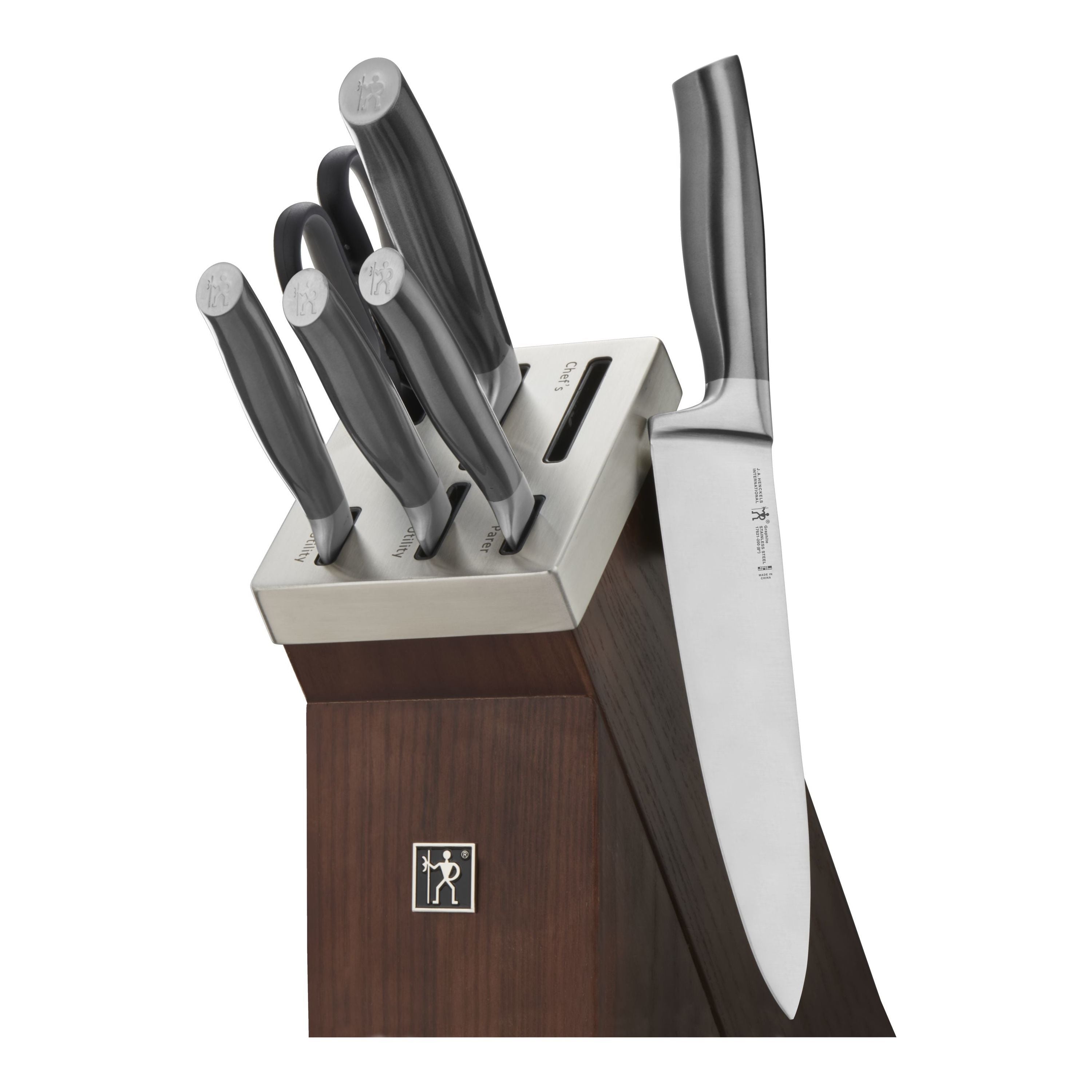 HENCKELS Graphite 7 Piece Knife Block Set, Brown-Knife Set-DECOROLALA