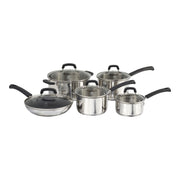 HENCKELS Kitchen Elements 10 Piece 18/10 Stainless Steel Cookware Set-Cookware Sets-DECOROLALA