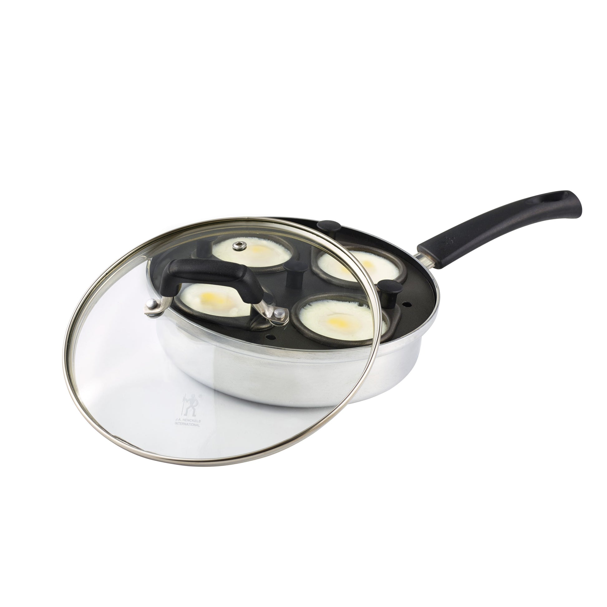 HENCKELS Kitchen Elements Non-Stick Egg Poacher, Silver-Black-Egg Cooker-DECOROLALA