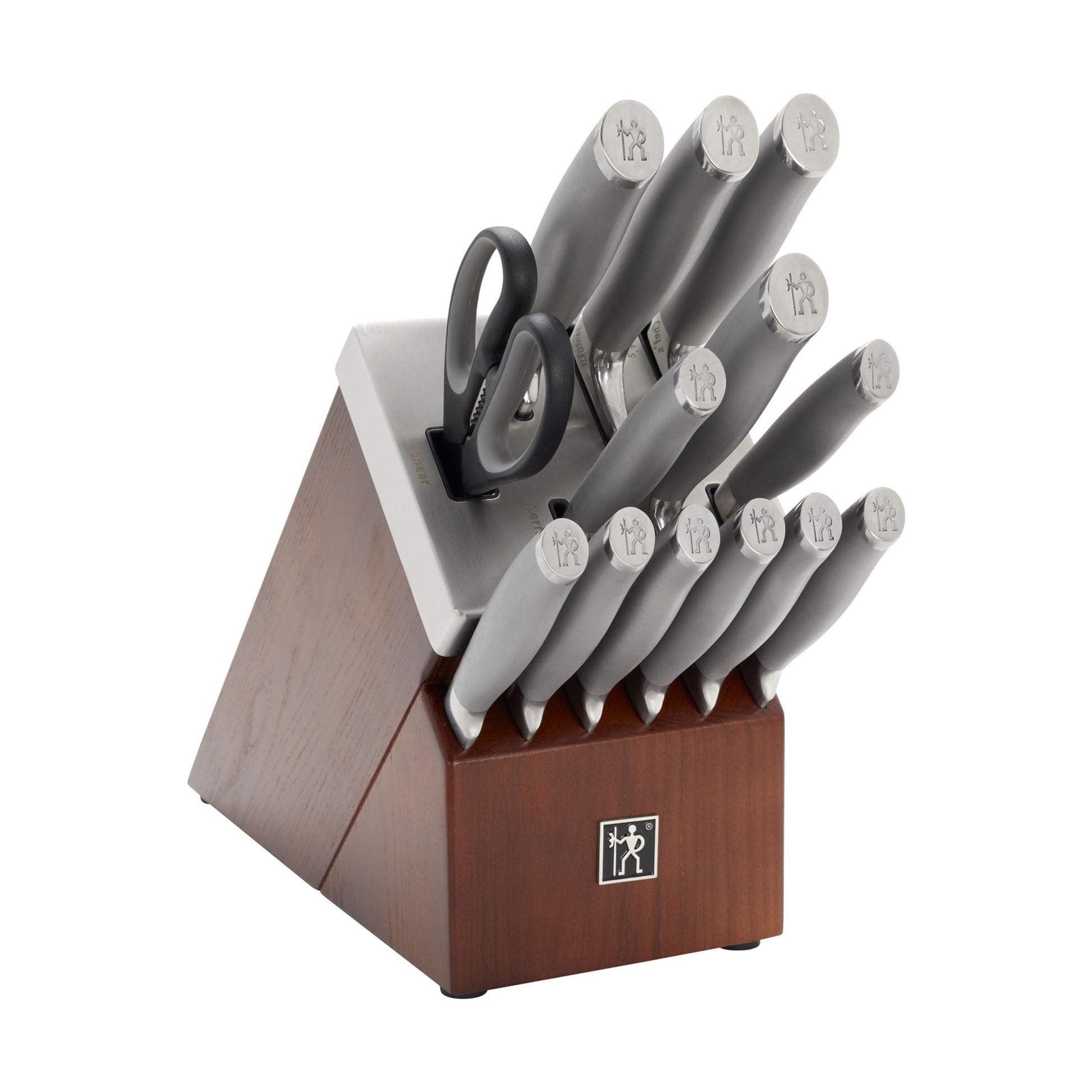 HENCKELS Modernist 14 Piece Knife Block Set, Brown-Knife Block-DECOROLALA
