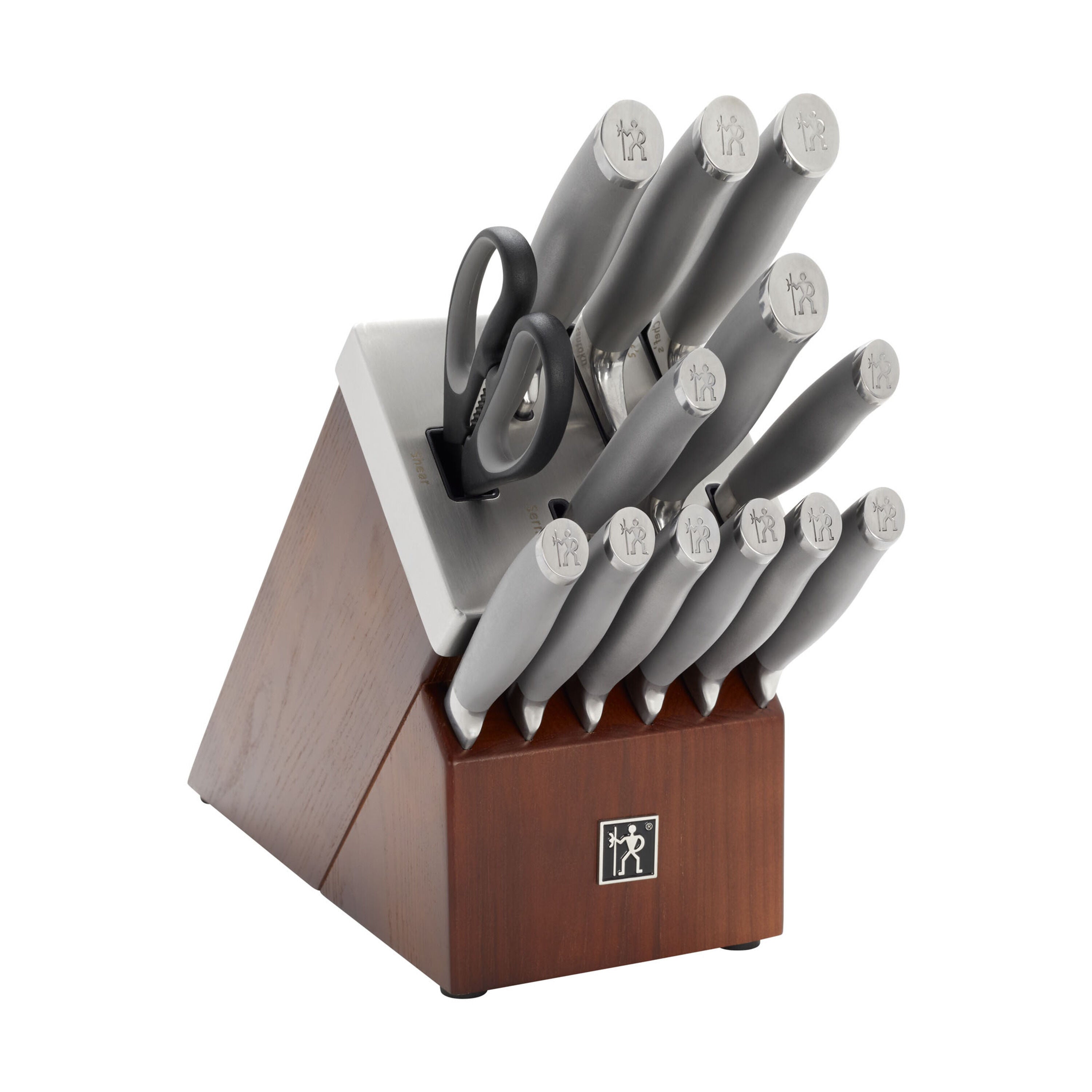 HENCKELS Modernist 14 Piece Knife Block Set, Brown-Knife Block-DECOROLALA