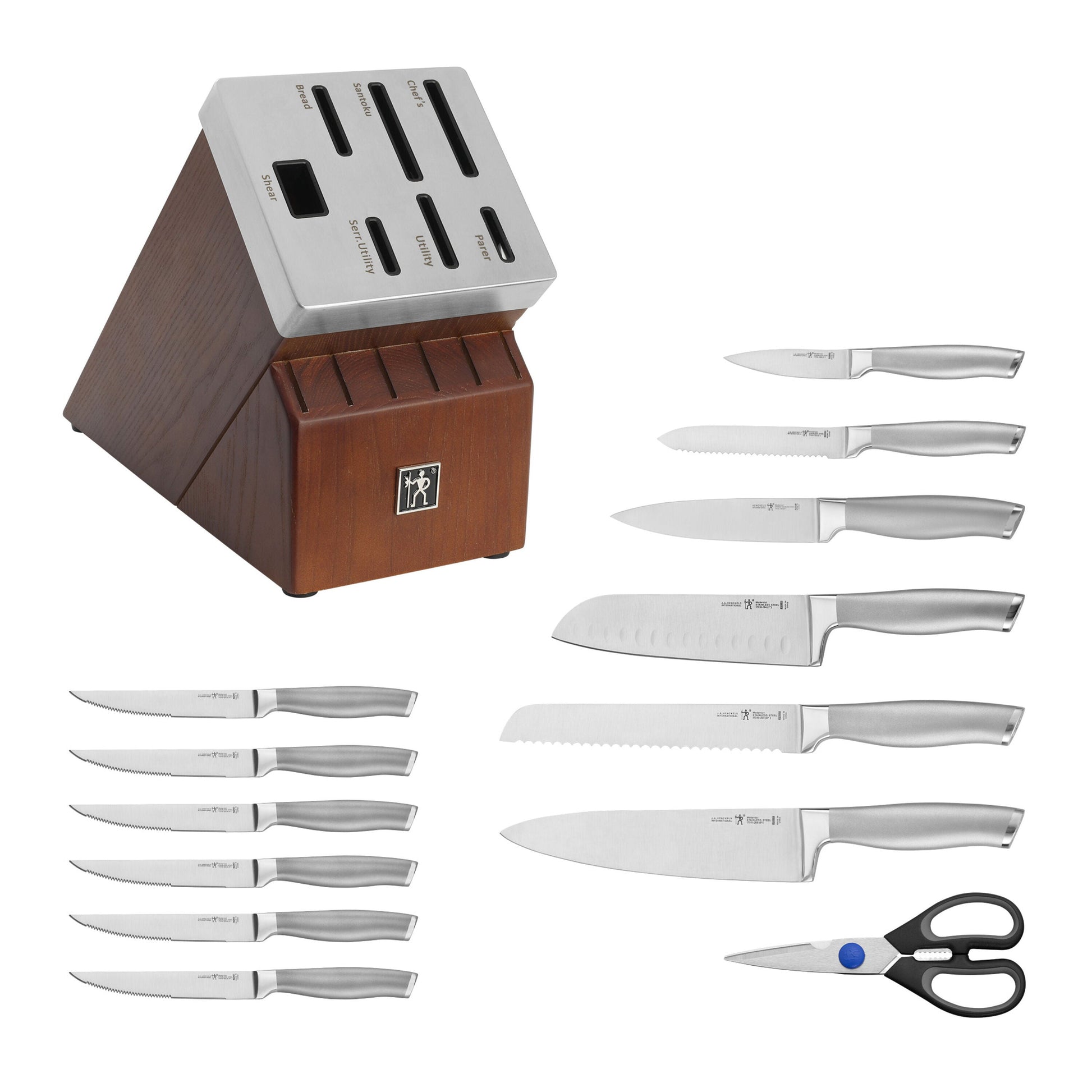 HENCKELS Modernist 14 Piece Knife Block Set, Brown-Knife Block-DECOROLALA