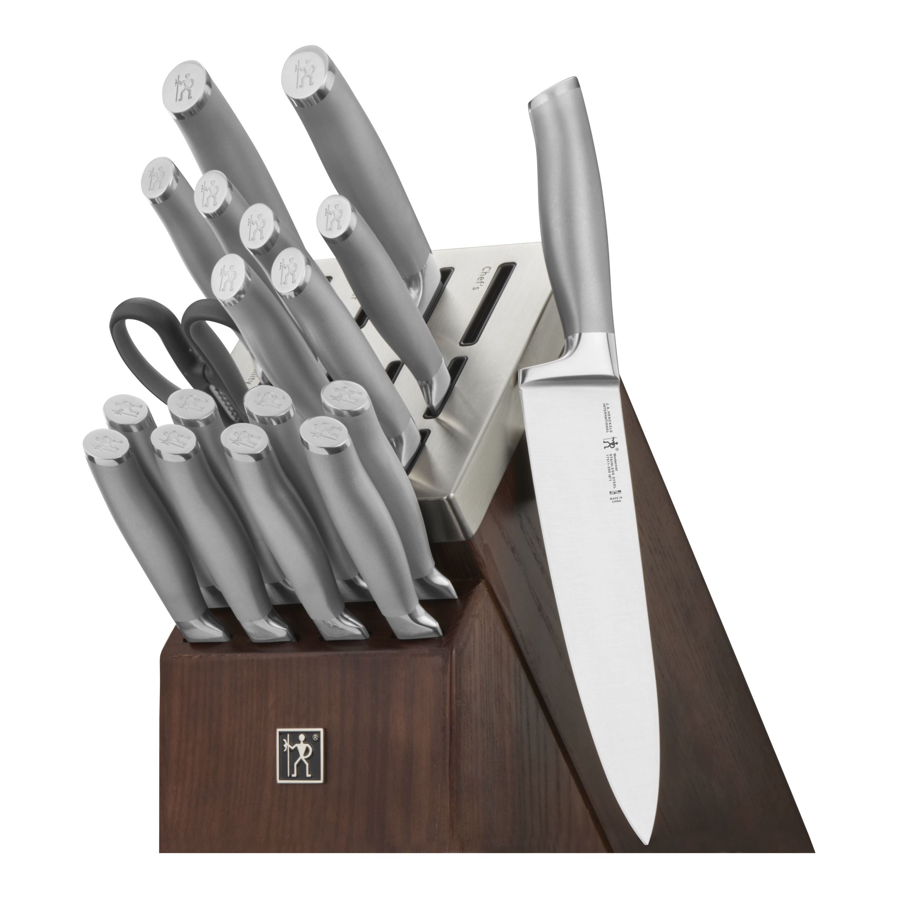 HENCKELS Modernist 20pc Self-Sharpening Knife Block Set Brown-Knife Block-DECOROLALA