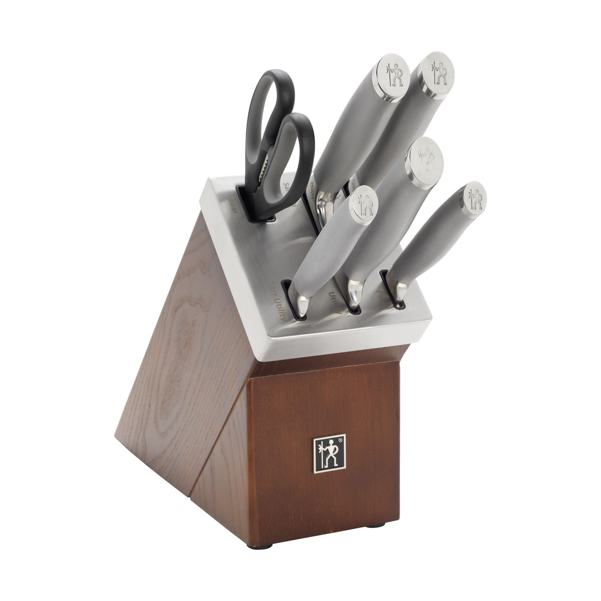 HENCKELS Modernist 7 Piece, Knife Block Set, Brown-n/a-DECOROLALA